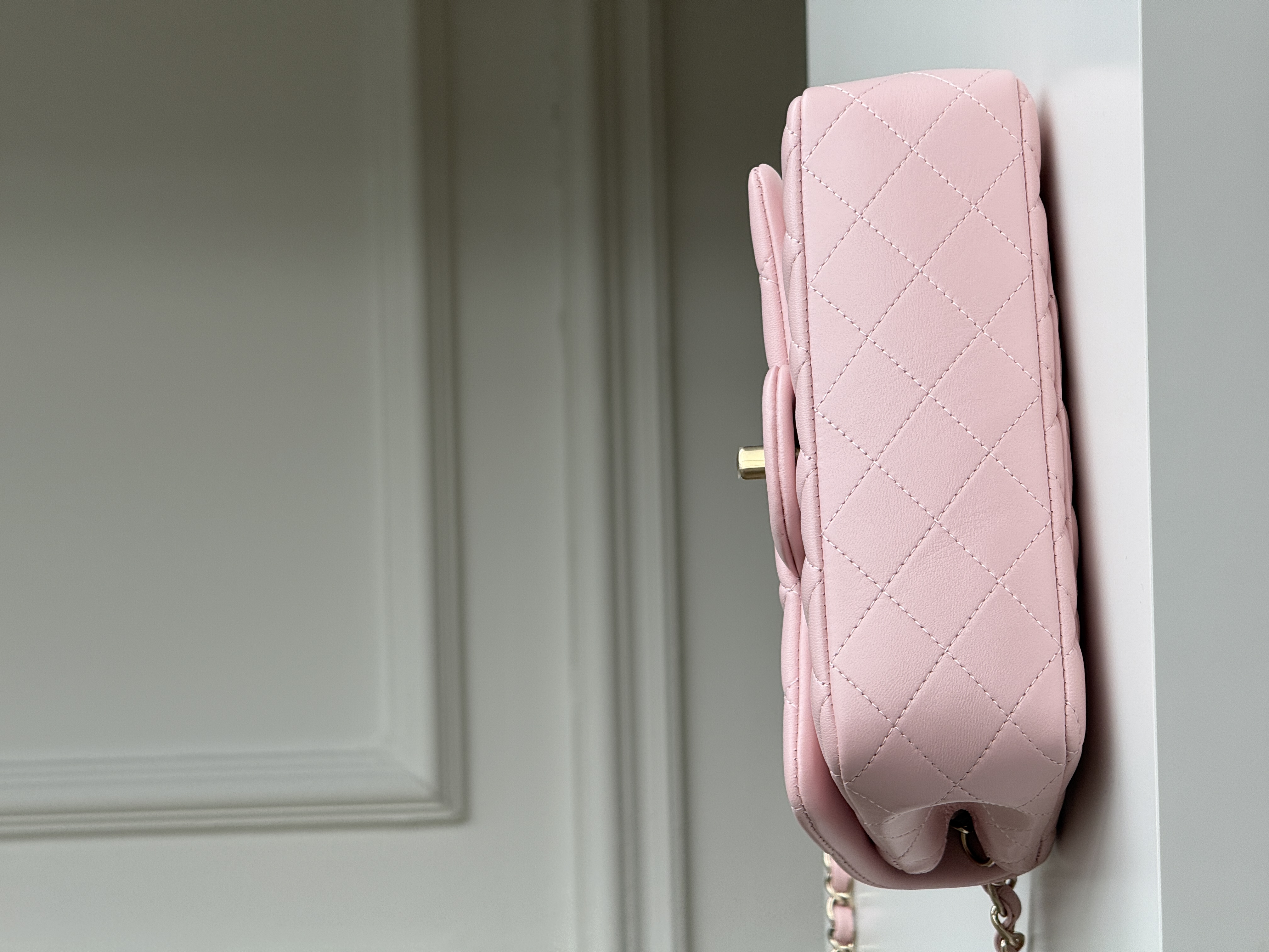 Chanel Sakura Pink Caviar Leather Classic Flap Silver CC Chain Bag