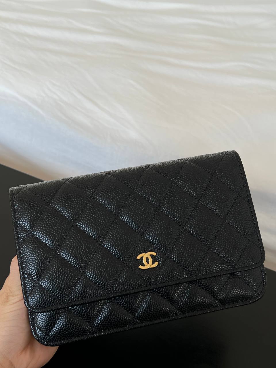 CHANEL Classic Quilted Caviar Leather Wallet On Chain (WOC)