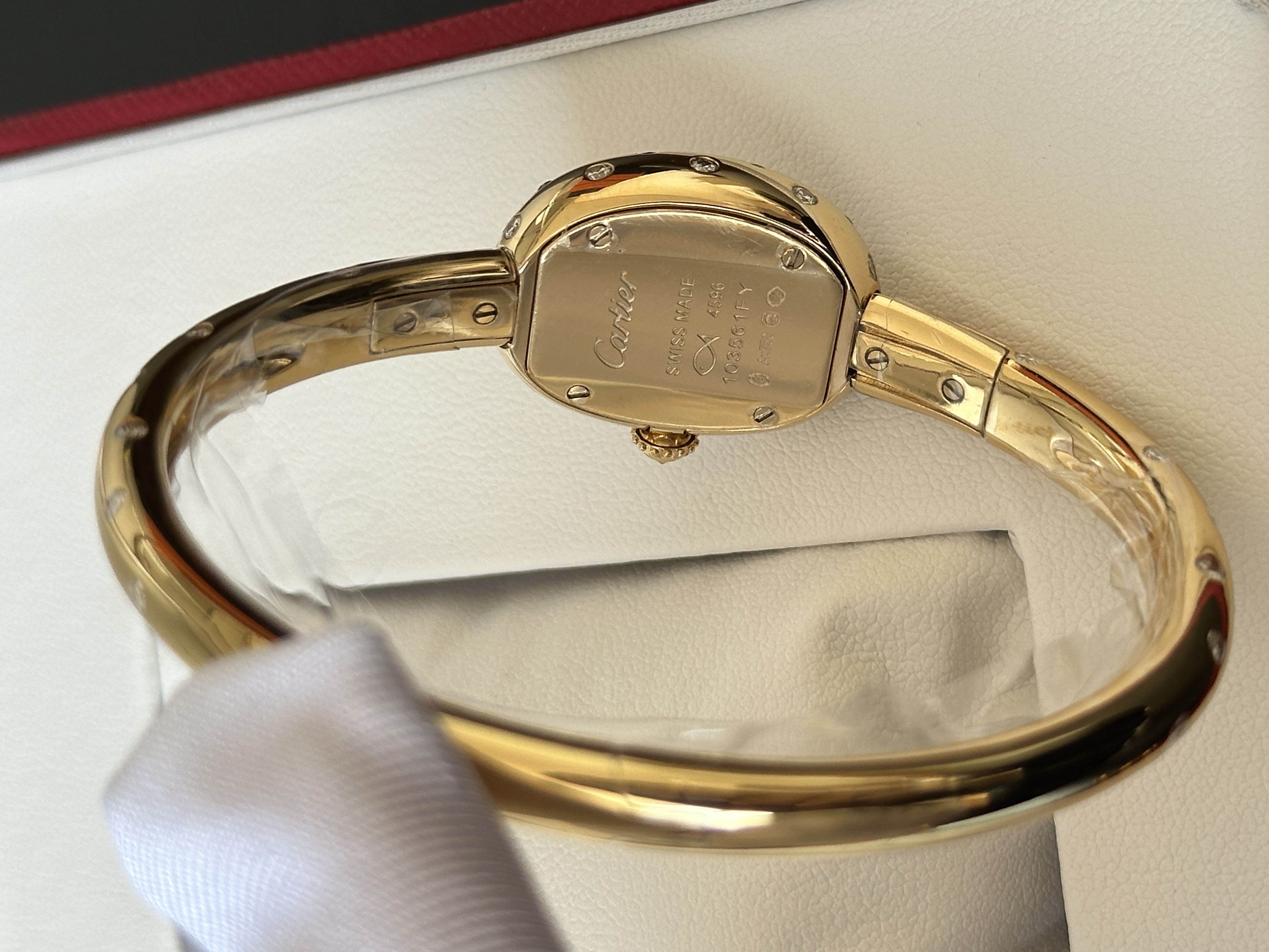 Cartier Baignoire Oval Full Yellow Gold Diamond Bangle Watch