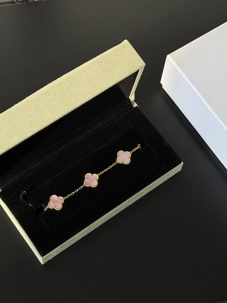 Van Cleef & Arpels Vintage Alhambra 5 Motifs Pink Mother-of-Pearl Bracelet