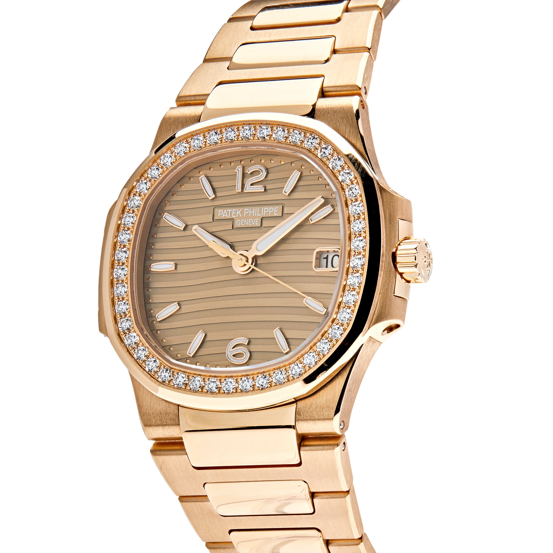 Patek Philippe Ladies Nautilus Quartz Rose Gold Diamond Bezel 7010/1R-012【1:1 Replica】