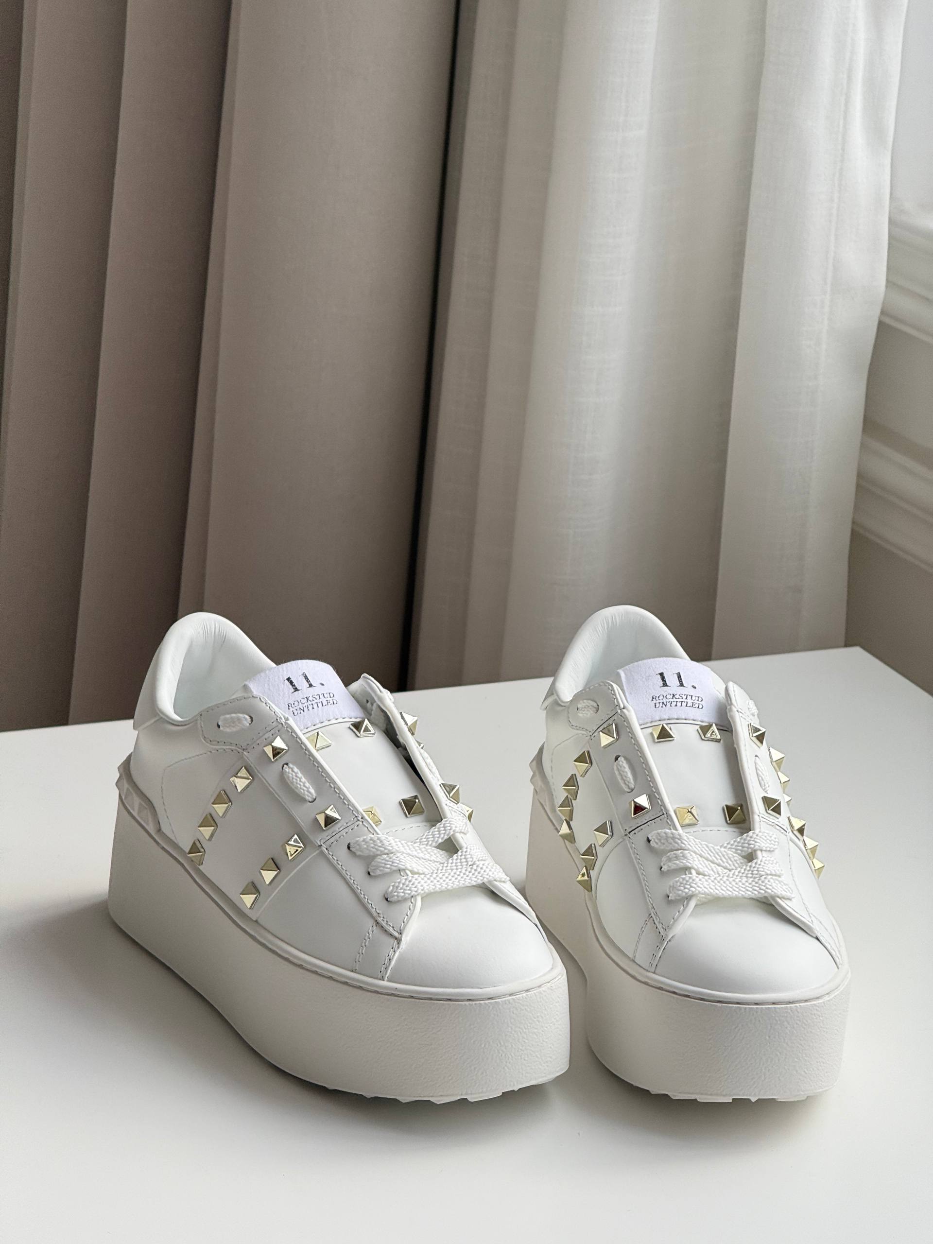 Valentino Rockstud Spike Platform Leather Sneakers