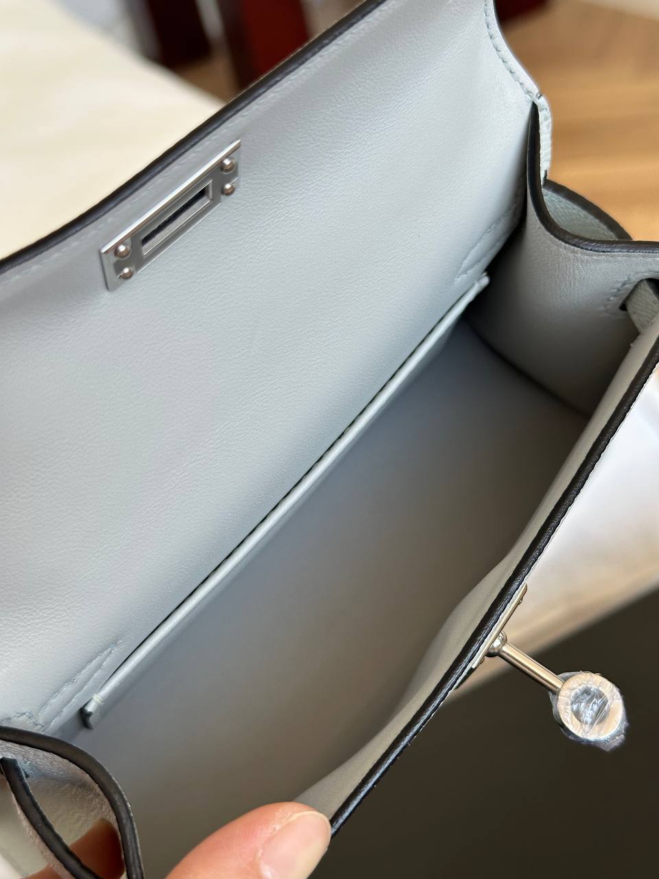 Hermès Glacier Blue Epsom Mini Kelly II Handbag With Silver Hardware