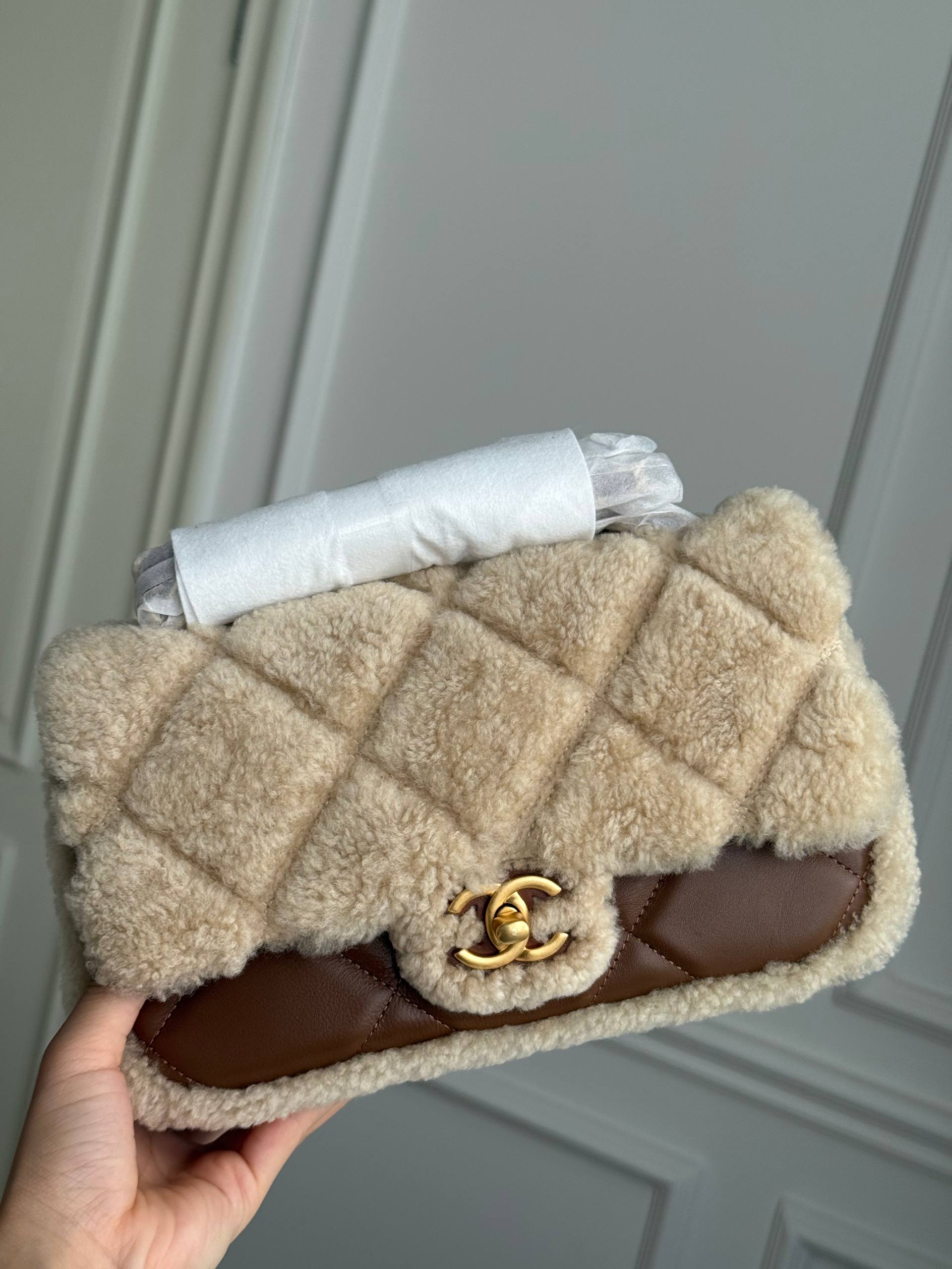 Chanel Classic Flap Shearling & Leather Quilted Crossbody Bag
