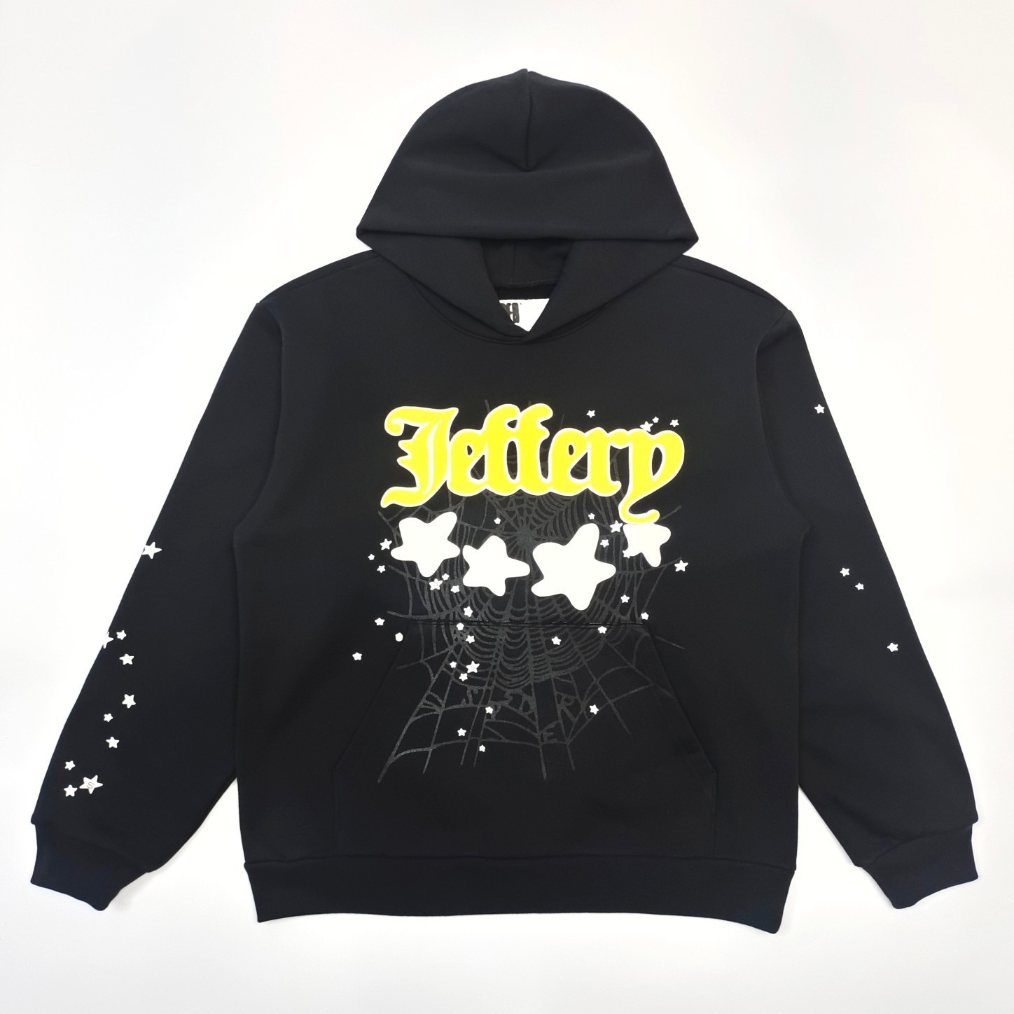 1:1 Best Quality Yellow Puff Letters Hoodie Black