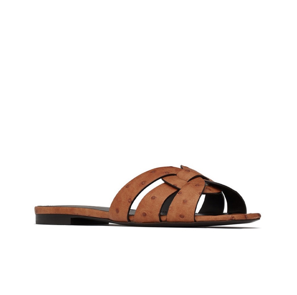 YSL Saint Laurent Nu Pieds Ostrich Pattern