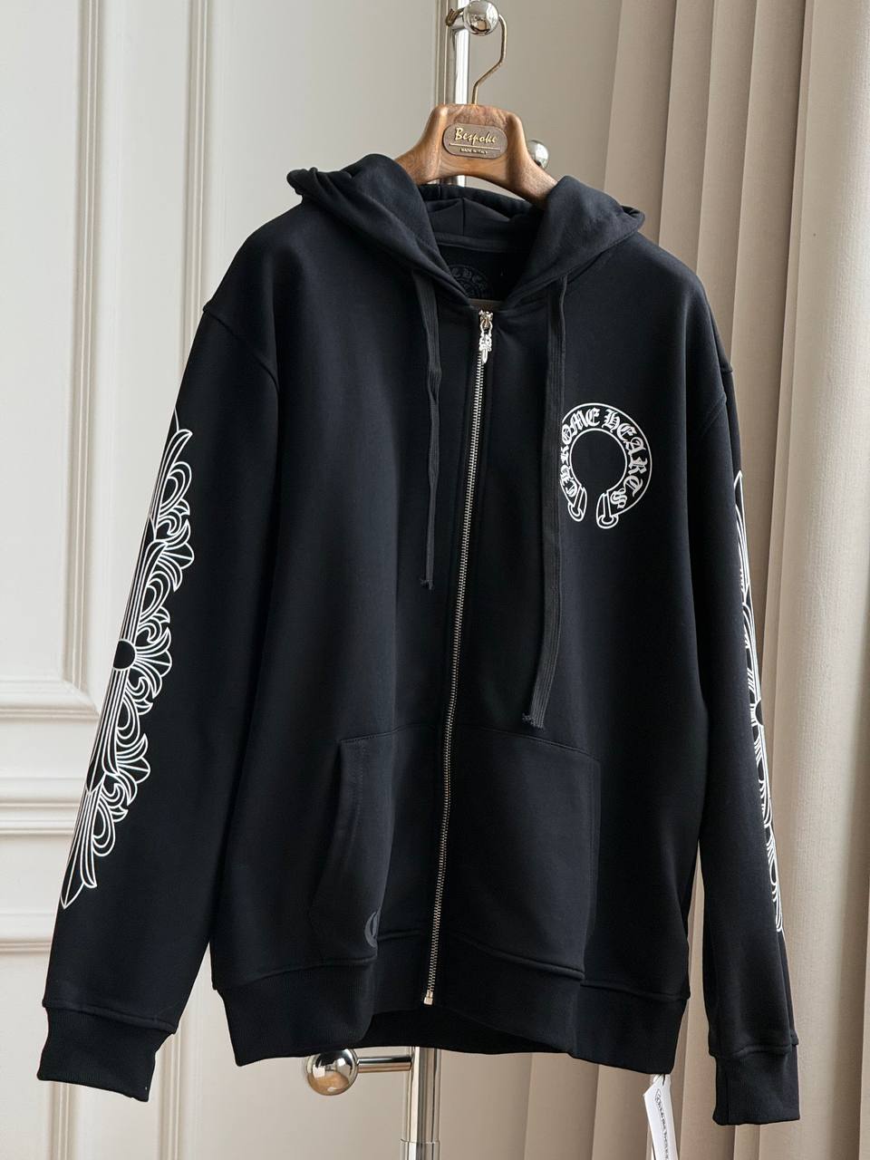 Chrome Hearts Horseshoe & Vine Print Zip-Up Hoodie