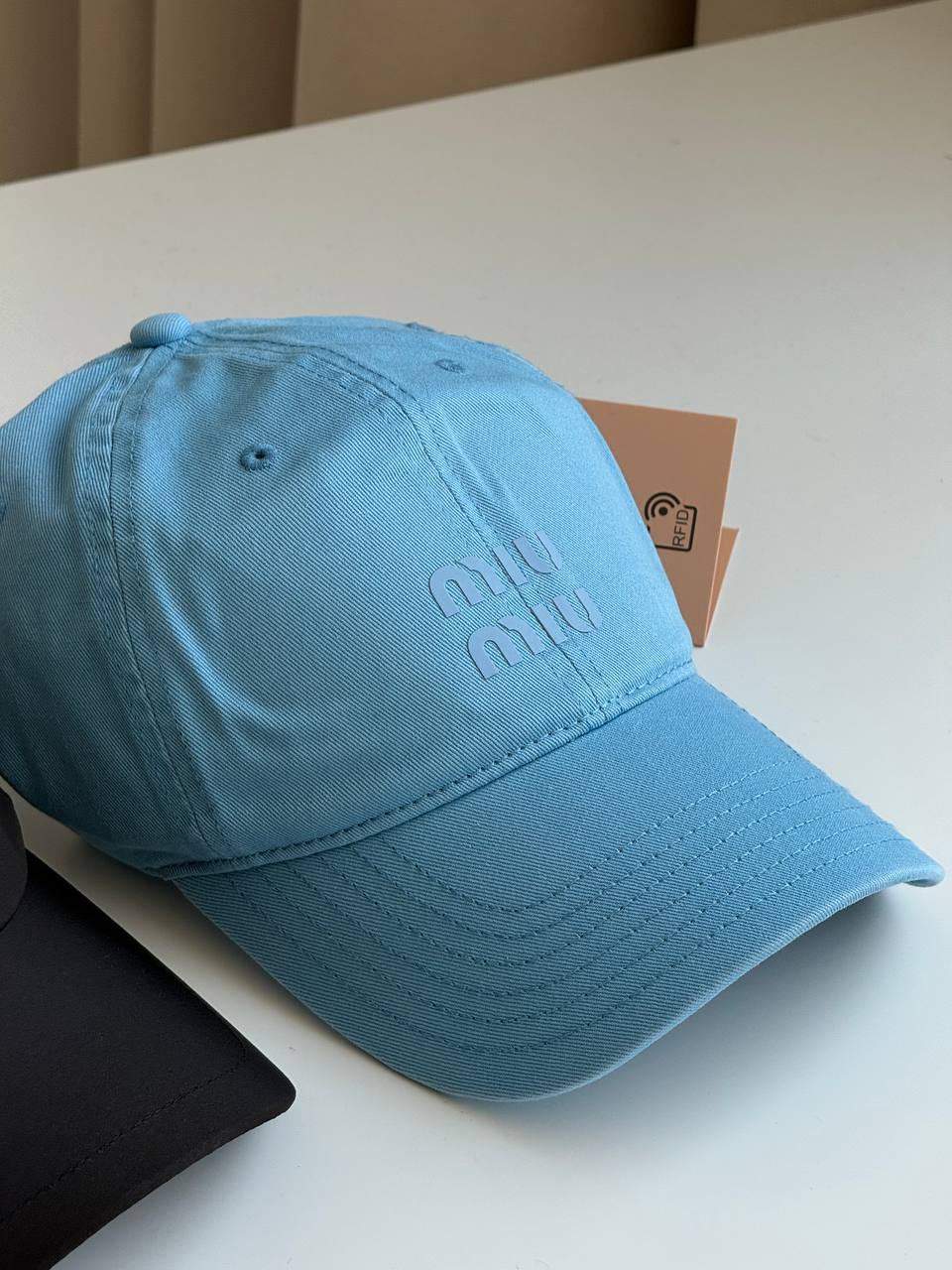 Miu Miu Cotton Baseball Cap with Logo Embossed