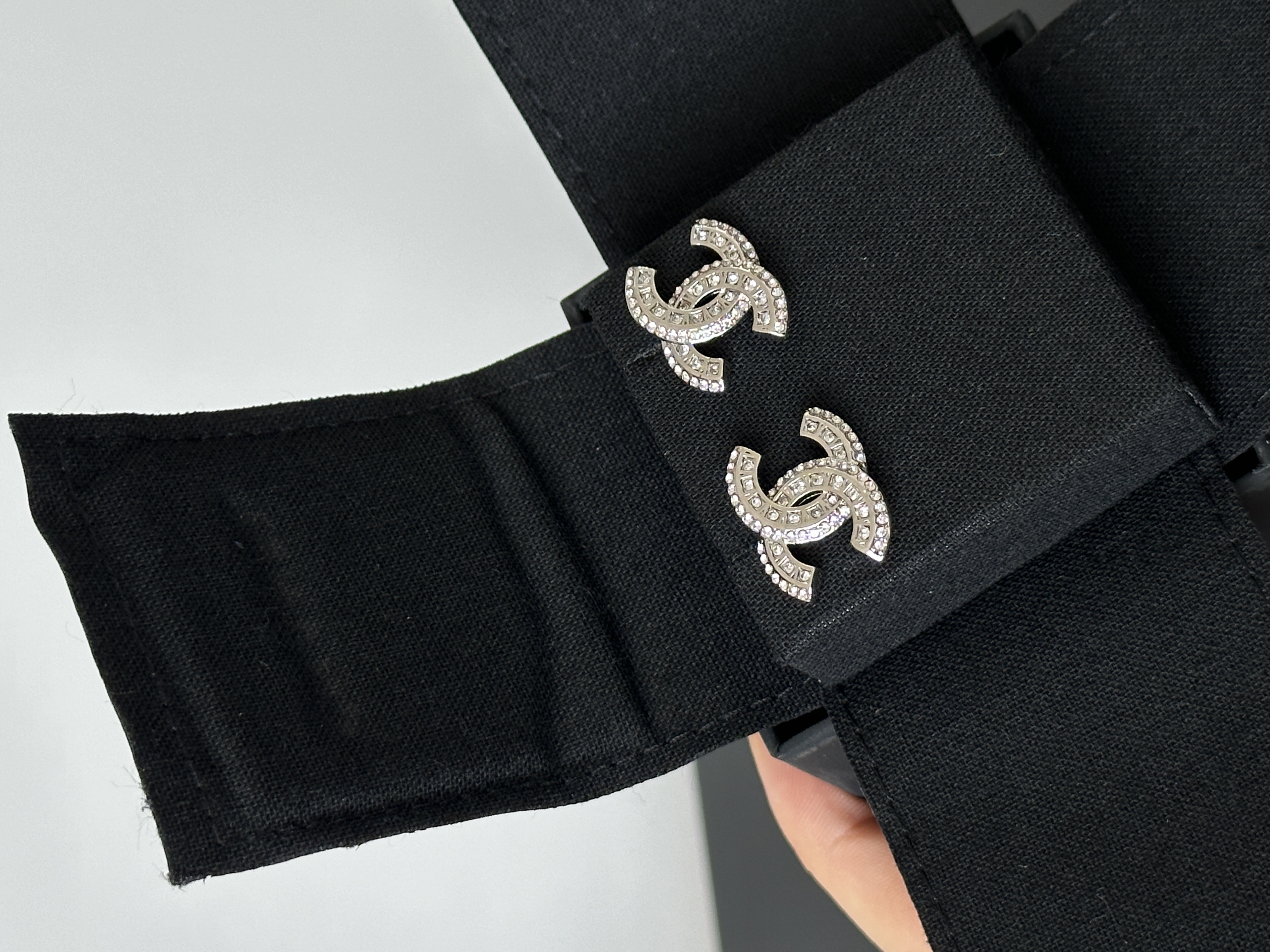 Chanel Classic Crystal CC Stud Earrings