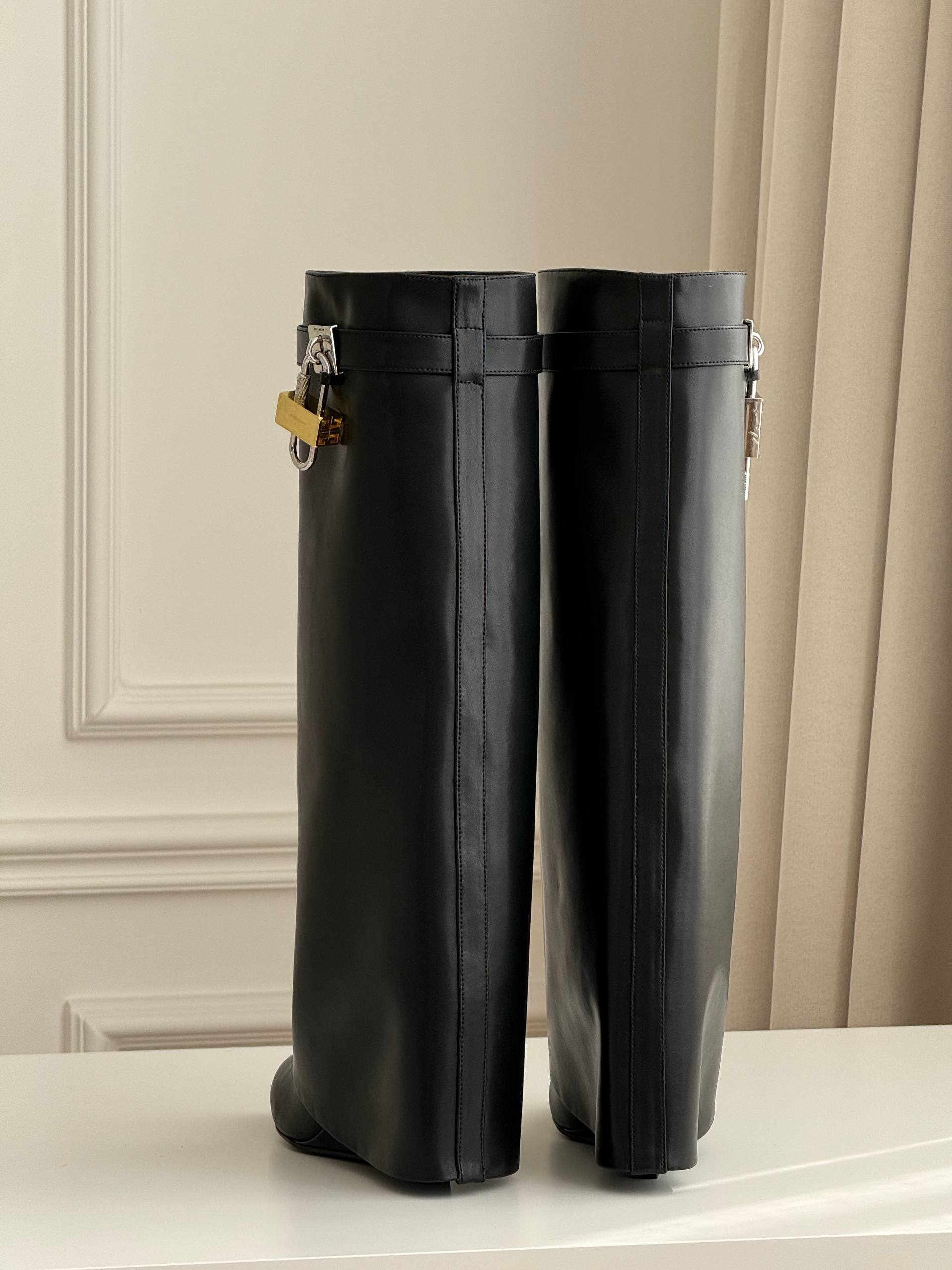 Givenchy Shark Lock Smooth Calfskin Wedge Boots