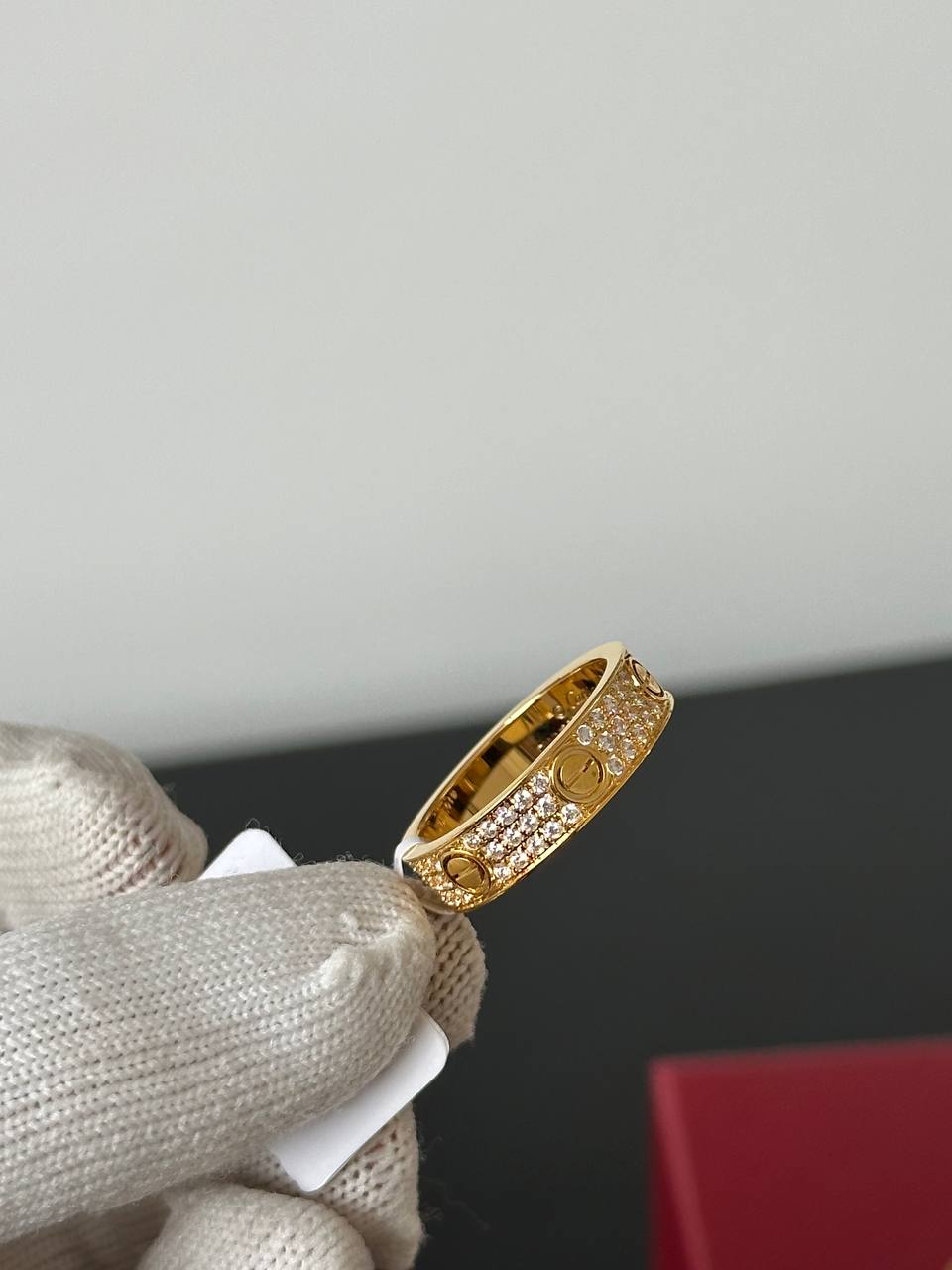 Cartier LOVE Ring, Paved Diamonds, Yellow Gold