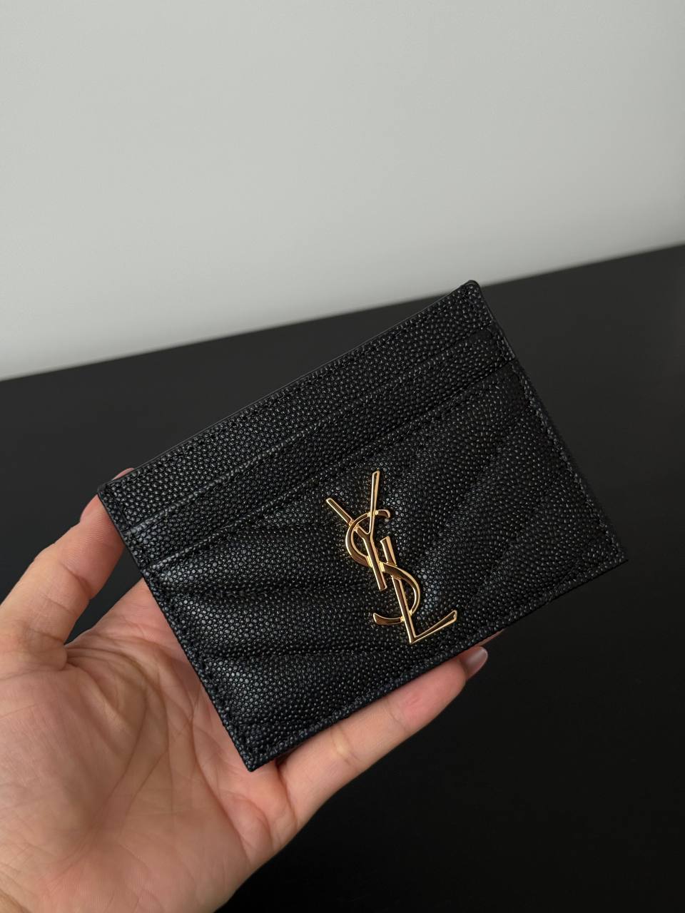 Saint Laurent Cassandre Matelassé Grain de Poudre Card Holder