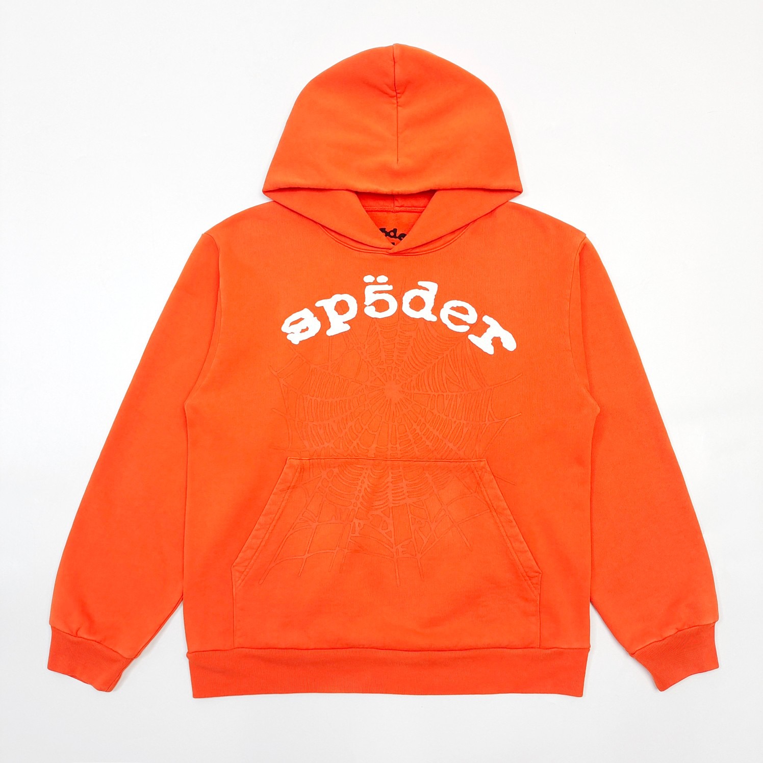 1:1 Best Quality White Puff Logo Hoodie Orange
