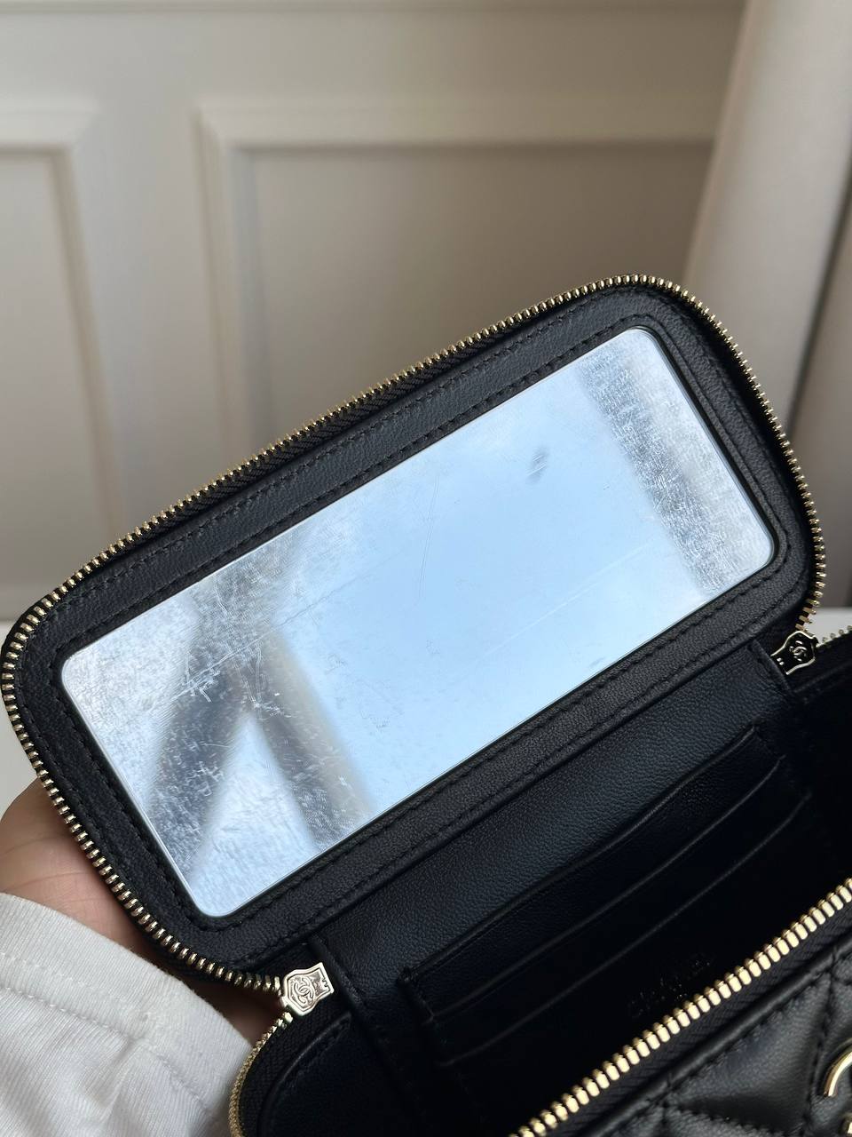 CHANEL Classic Quilted Vanity Case / Small Handle Bag