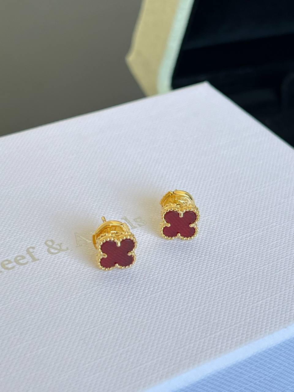 Van Cleef & Arpels Vintage Alhambra Carnelian Stud Earrings
