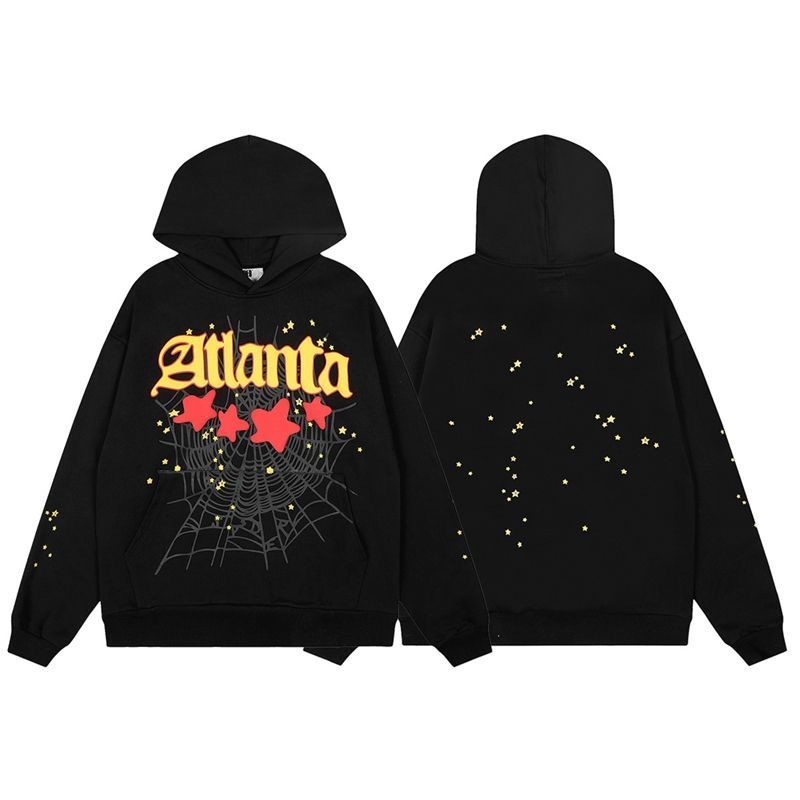 Sp5der Star Foam Spider Web Printed Loose Hoodie