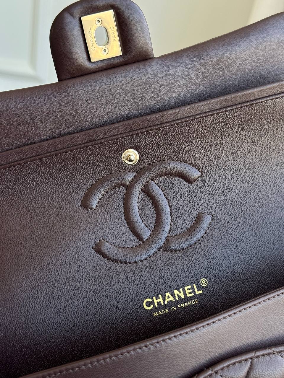Chanel Classic Flap (CF) in Dark Brown Lambskin