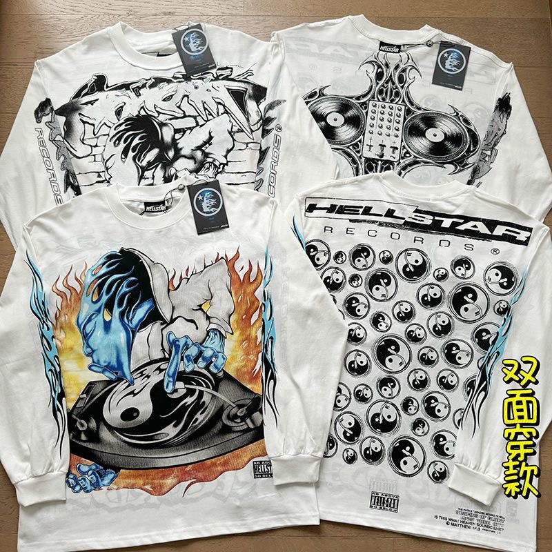 Hellstar Double sided Cotton Loose Long sleeved T-shirt Spring and Autumn Men's Edition