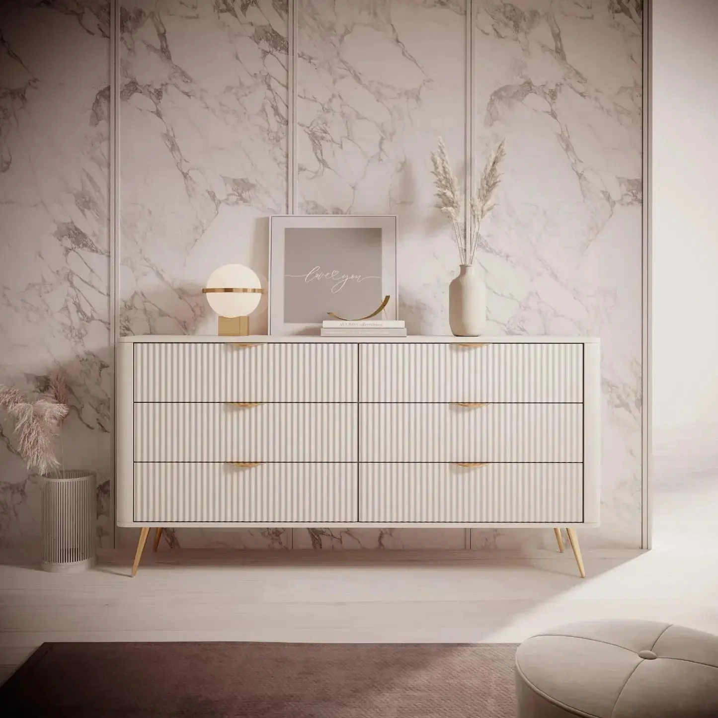 LANTEA - Commode à tiroirs avec un Style Moderne - 163 x 38 x 81CM