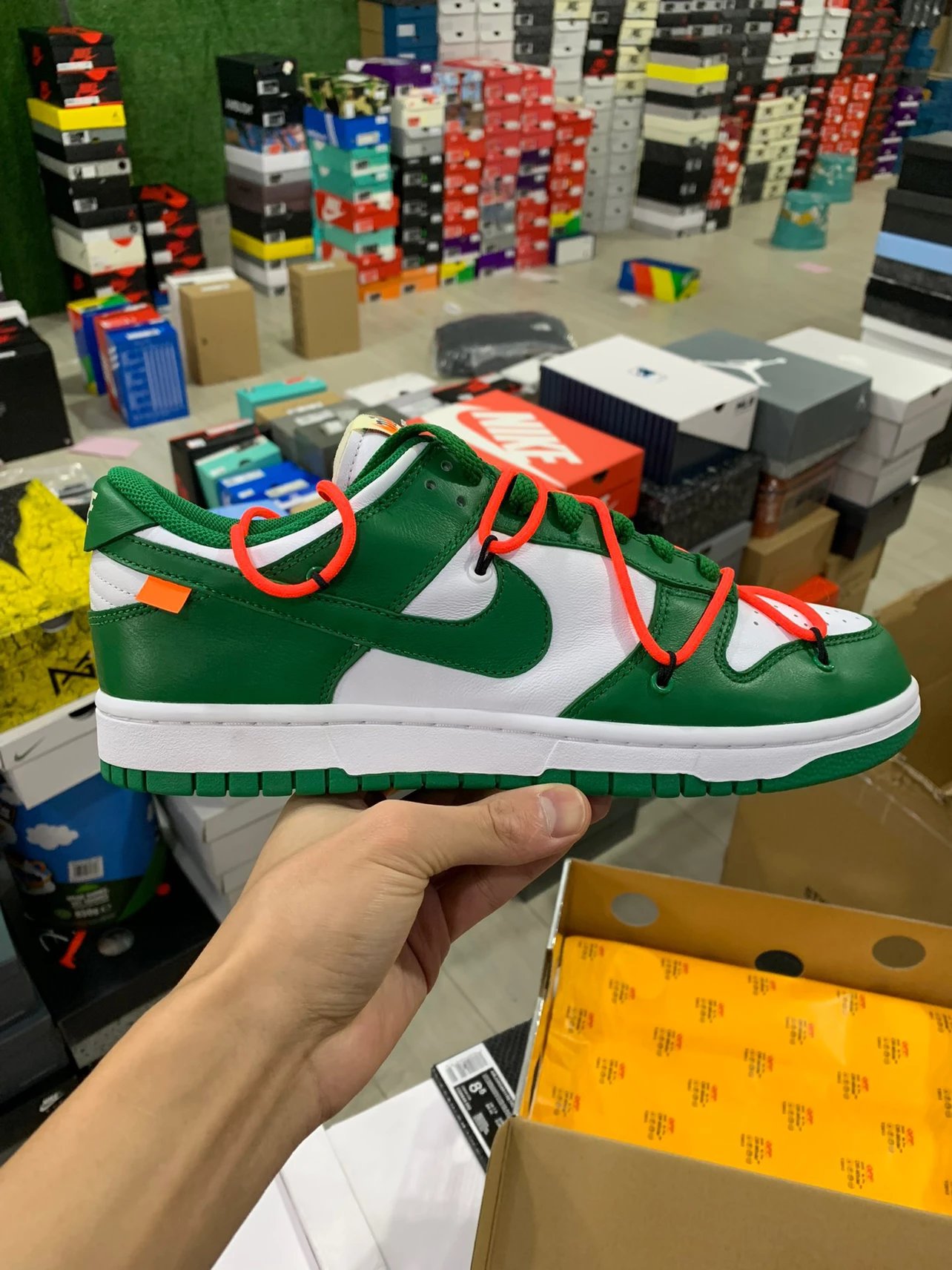 Off White Dunk Low LTHR Green