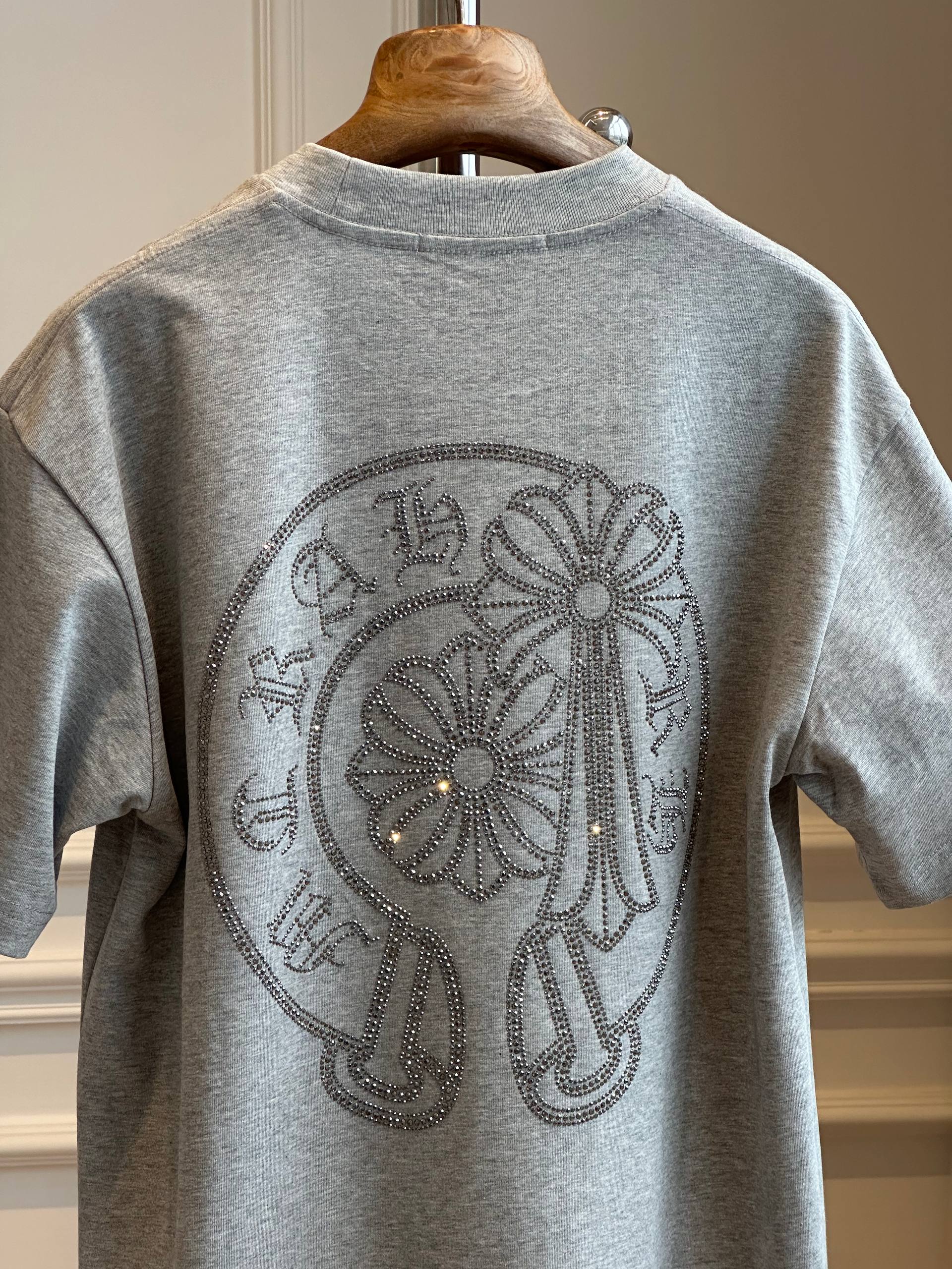 Chrome Hearts Rhinestone Crew Neck T-shirt (Heather Grey)