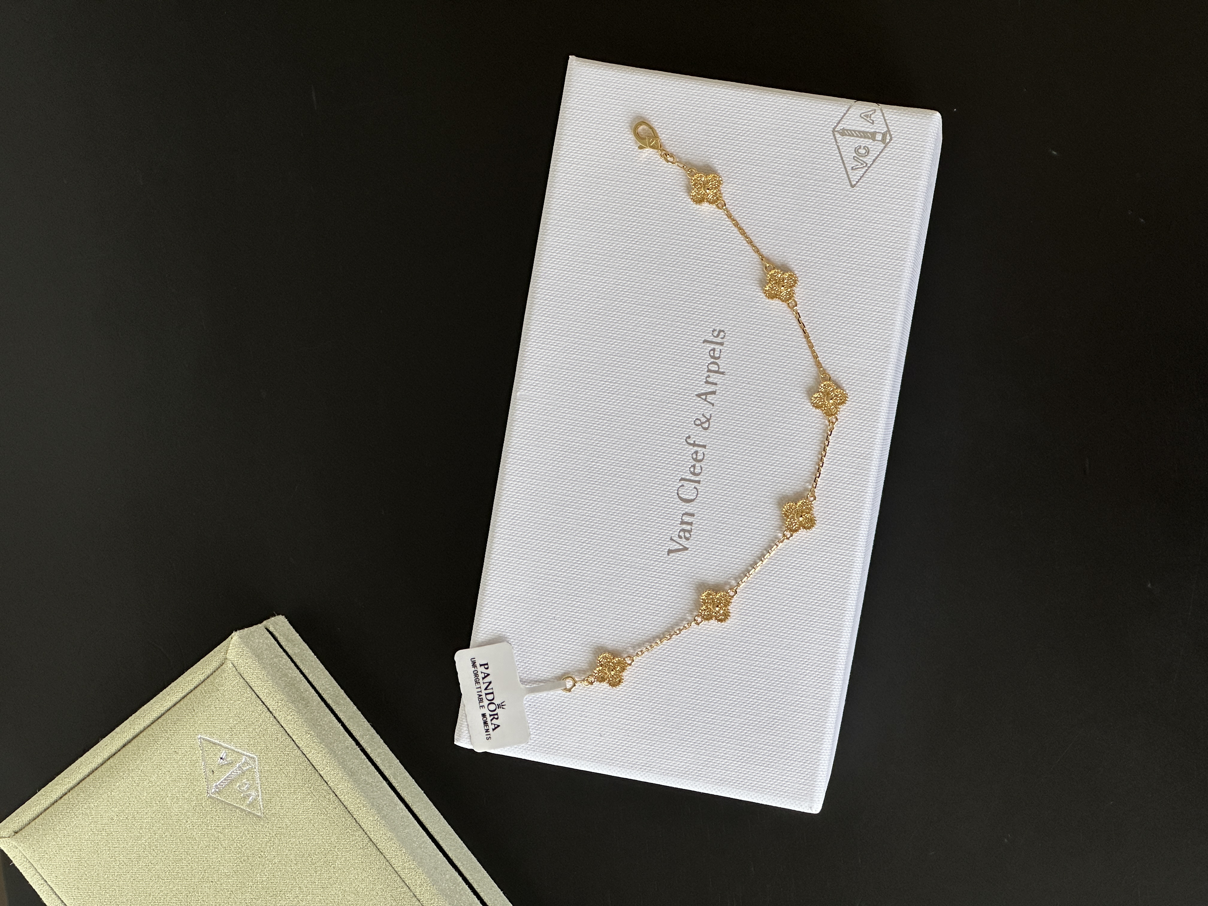 Van Cleef & Arpels Vintage Alhambra 5-Motif Gold Guilloché Bracelet
