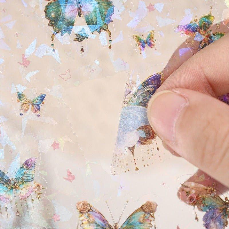 1128 Under the Moon Dream Butterfly Laser Shell Light Handbook Stickers