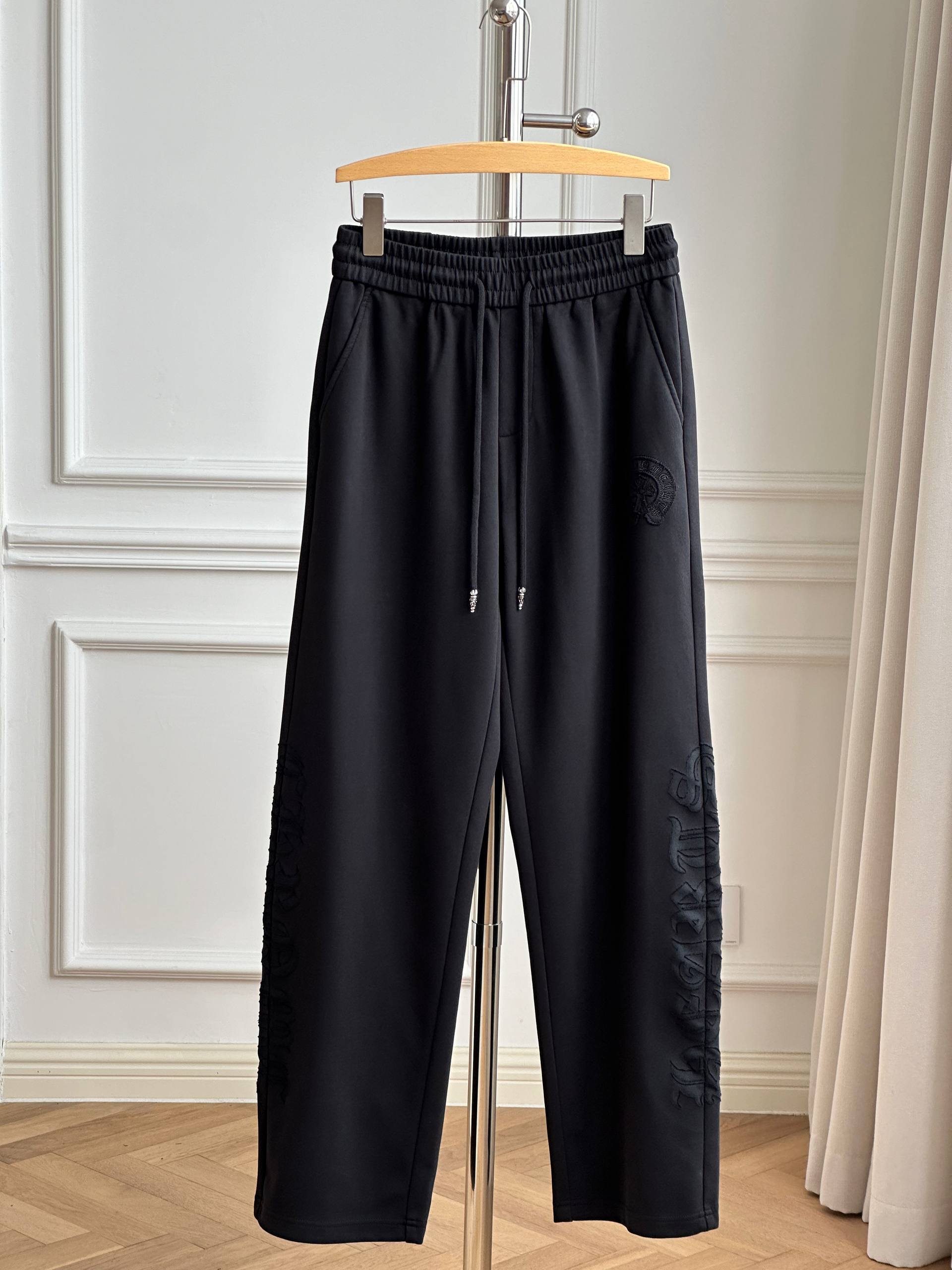 Chrome Hearts Gothic Letter Embroidery Wide-Leg Sweatpants