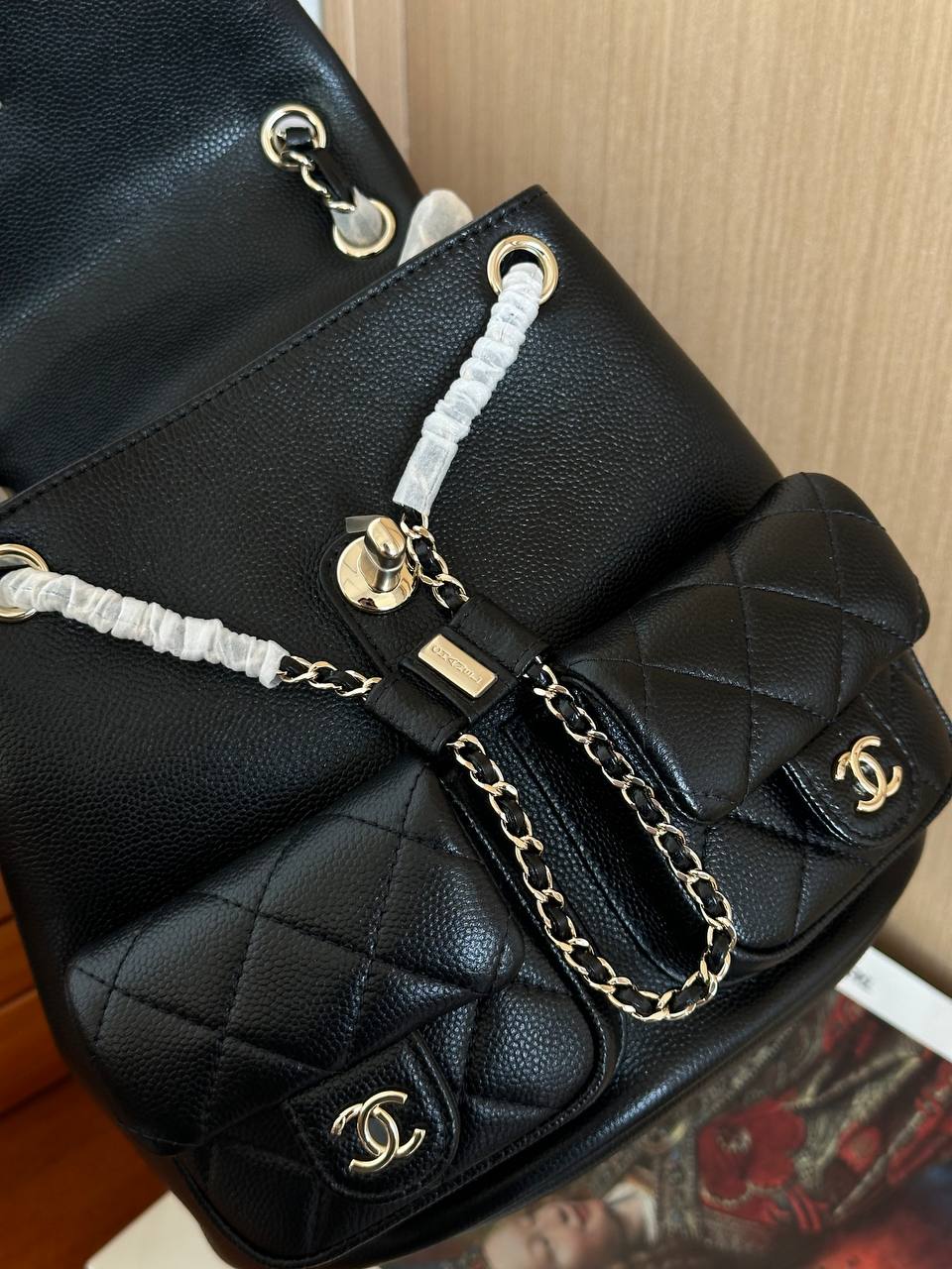 Chanel Black Caviar Leather Multi-pocket Mini Backpack