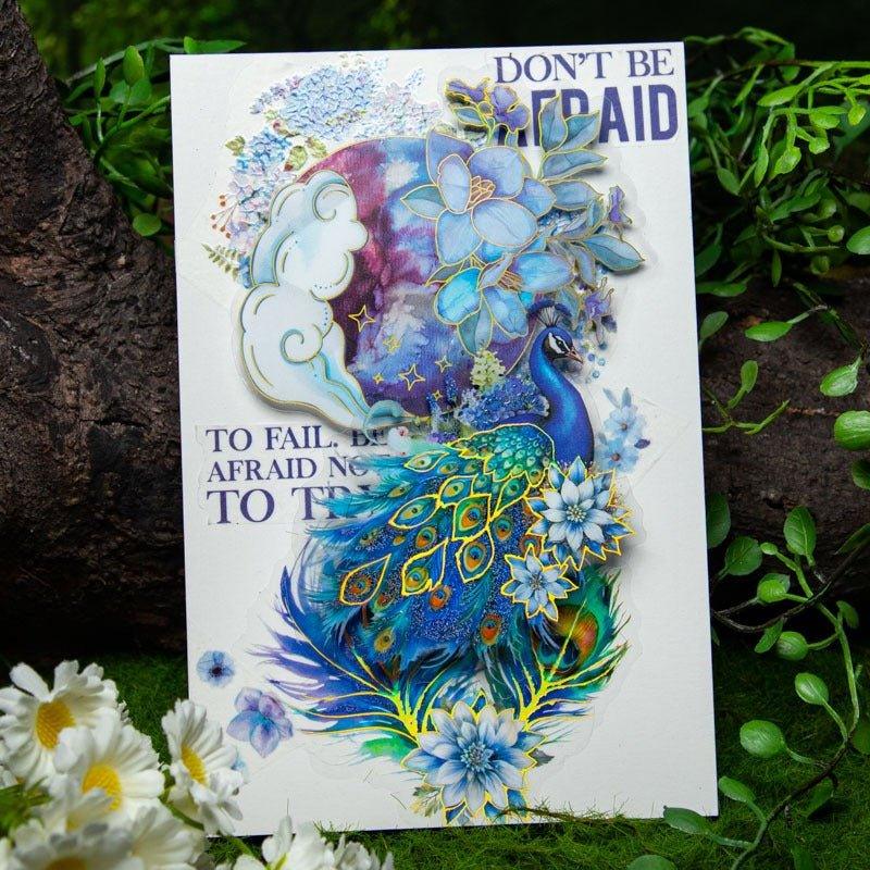 1130 Laser Gold Stickers Peacock Flying South Series