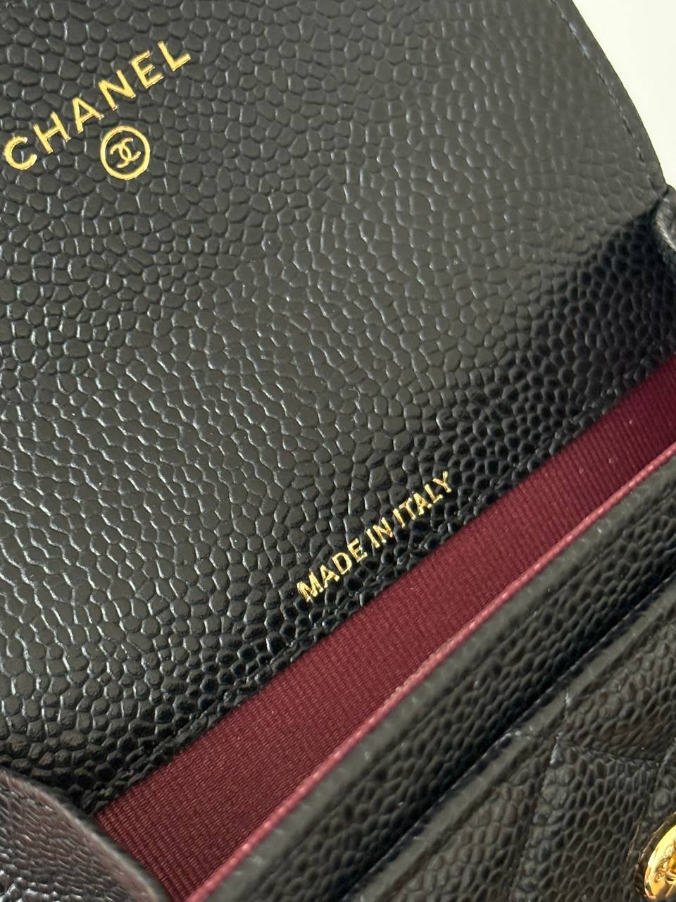 CHANEL Classic Flap Caviar Leather Compact Wallet