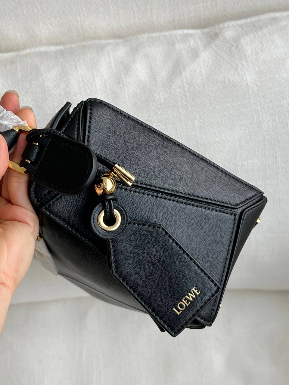 Loewe Black Smooth Calskin Mini Puzzle Bag