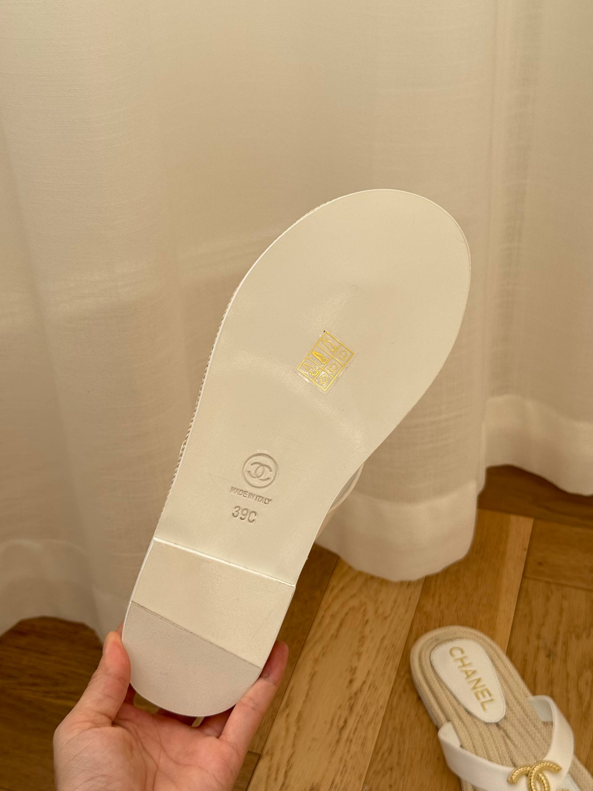 Chanel CC Logo Espadrille Flip-Flop Sandals