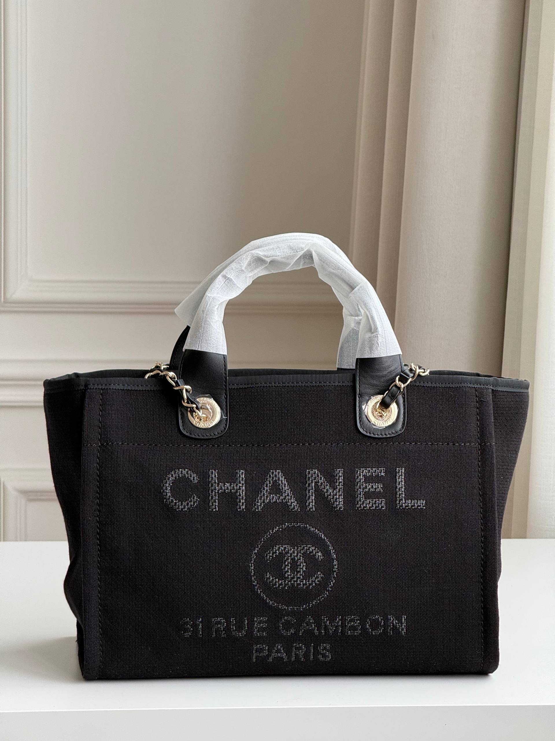Chanel Mini Deauville Canvas Tote Handbag