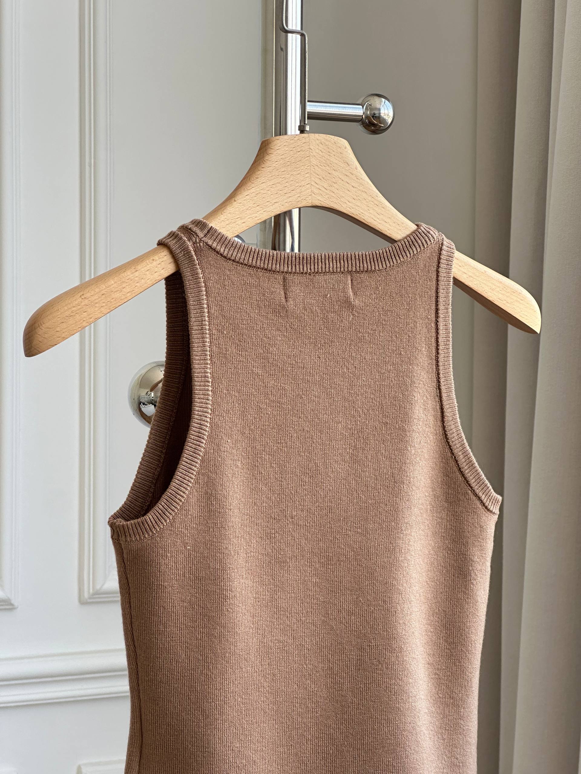 Miu Miu Camel Knit Vest with Crystals