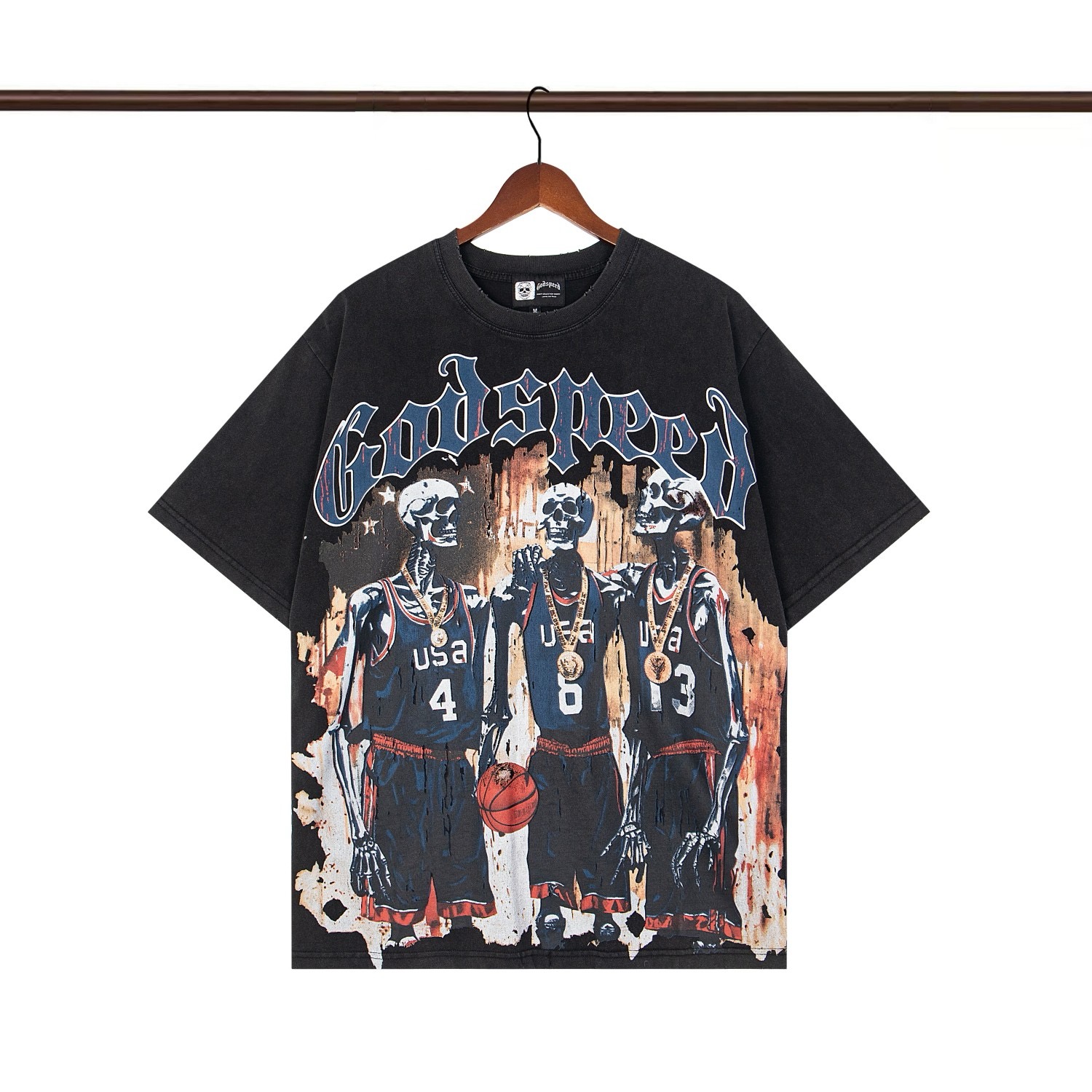 godspeed black and blue letter tee