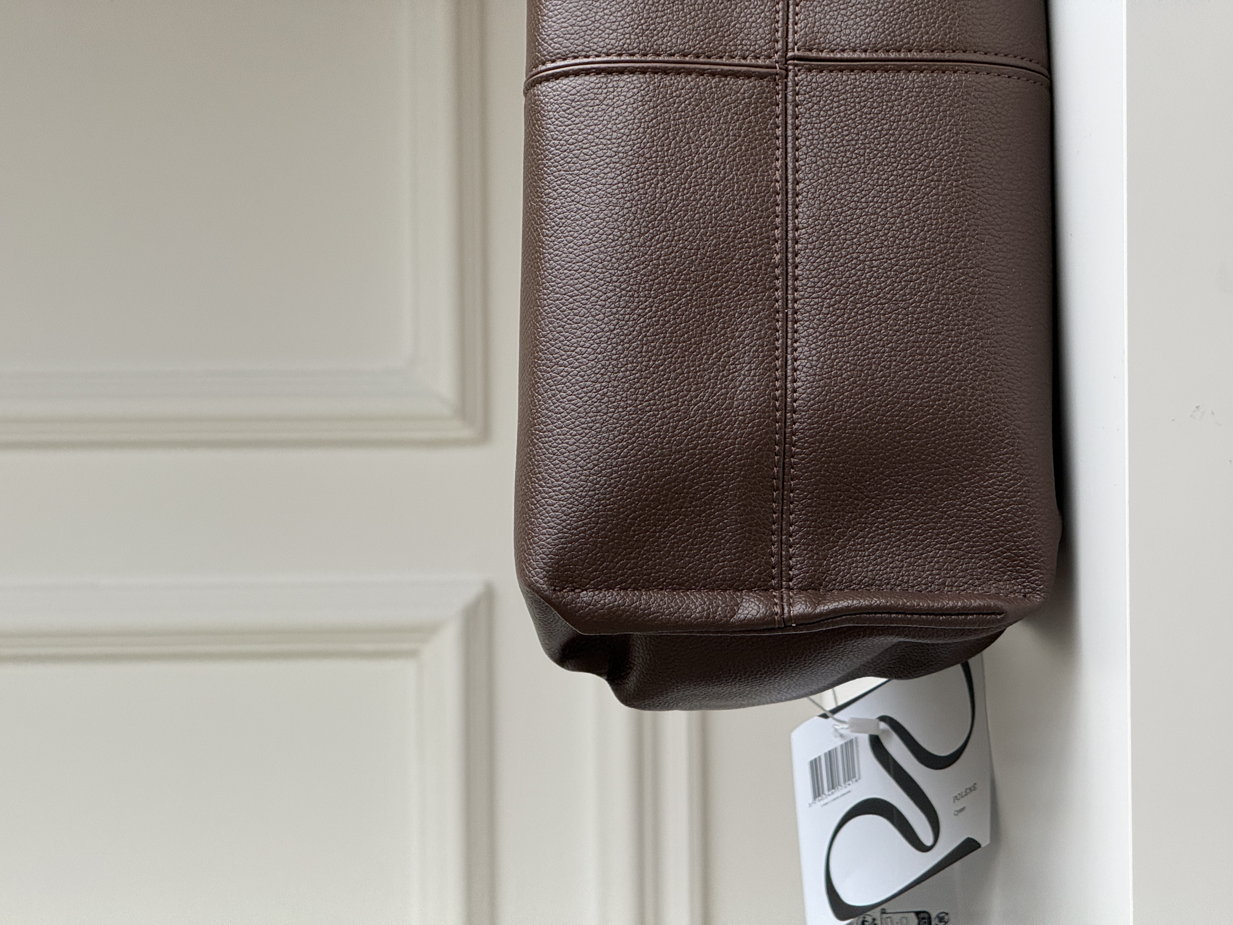 Dark Brown Pebbled Soft Leather Ruched Tote Handbag