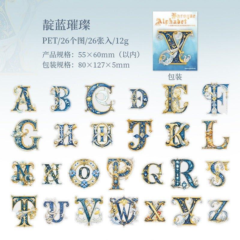 1124 PET Stickers Baroque Letters