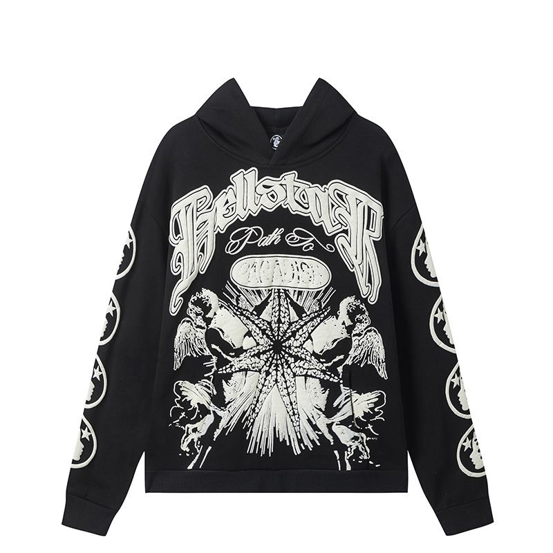 Wool circle letter printed hoodie