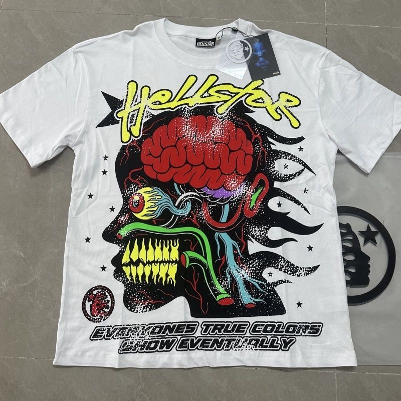 Hell Star Retro Print Round Neck Short Sleeve T-shirt