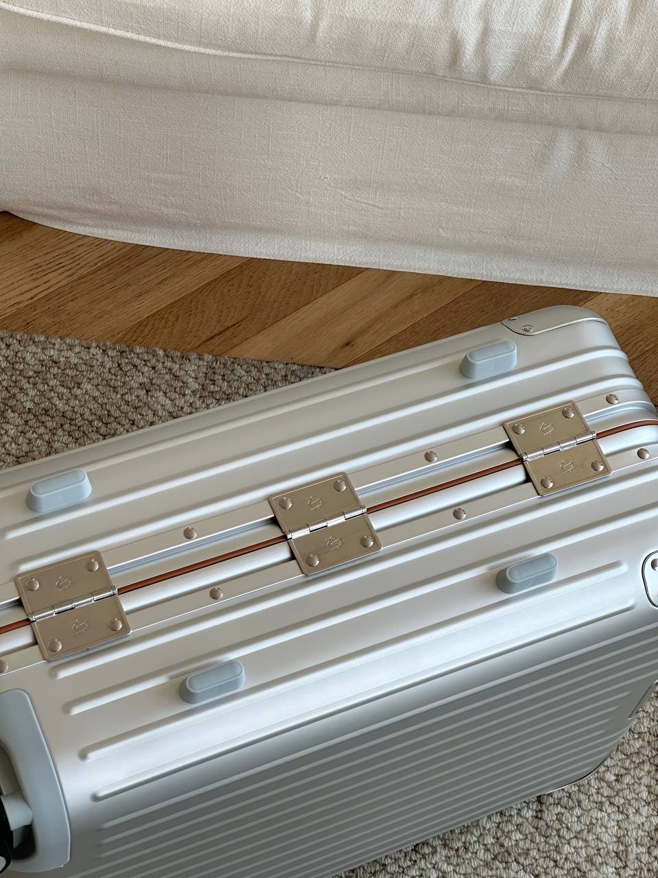 RIMOWA Classic Aluminum Suitcase with Leather Handles