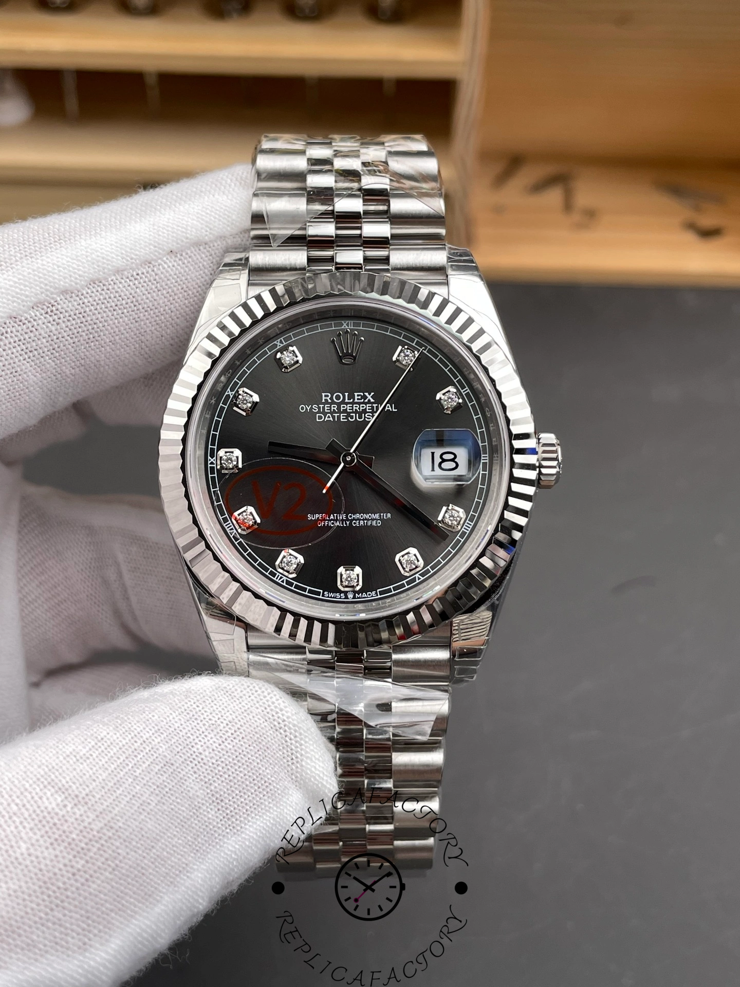 Rolex Datejust 41mm Black Diamond Dial White Rolesor Case m126334 0012 Men's Watch