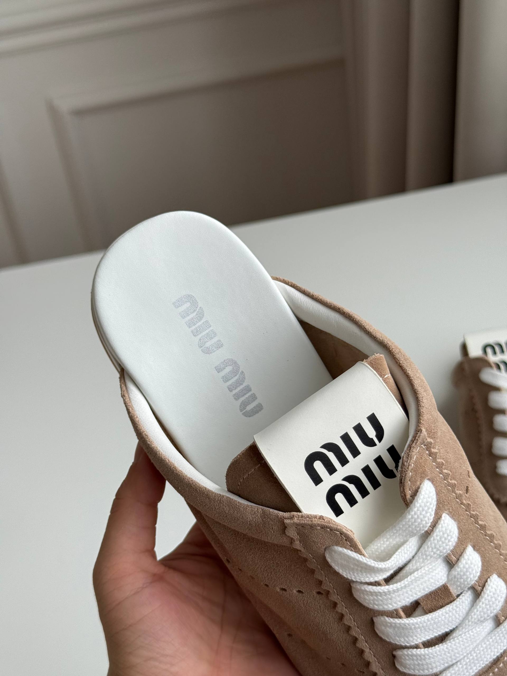 Miu Miu Faded Suede Deck Mules (Cinnamon)