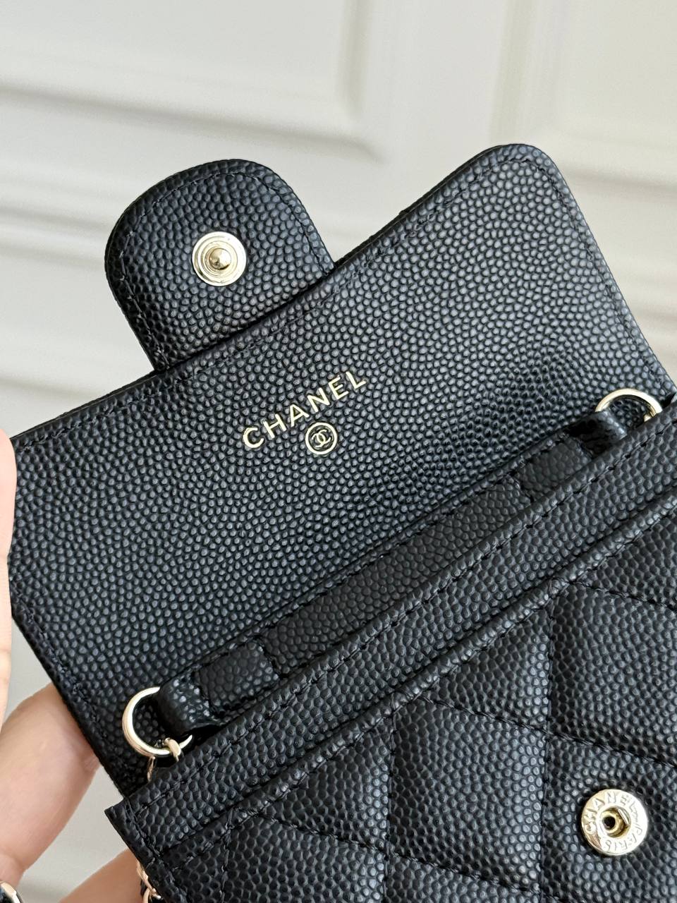 Chanel Classic Flap Caviar Leather Mini Chain Card Holder