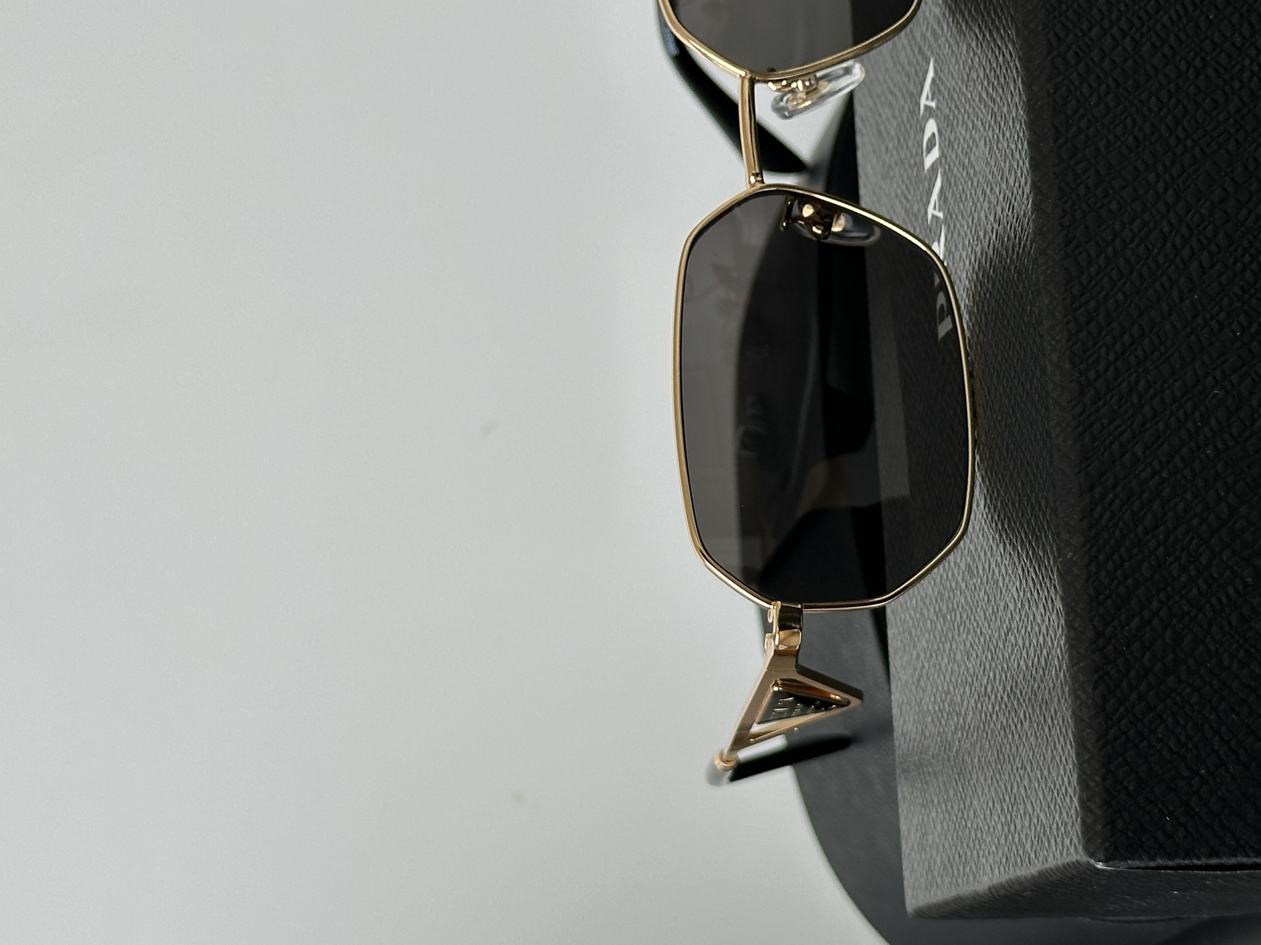 Prada Gold Polygonal Metal Frame Sunglasses