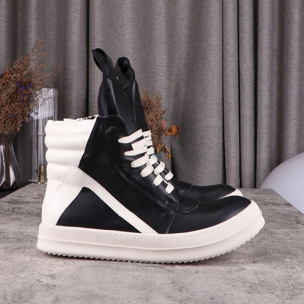 Rick Owens Milk White & Black Top Sneaker