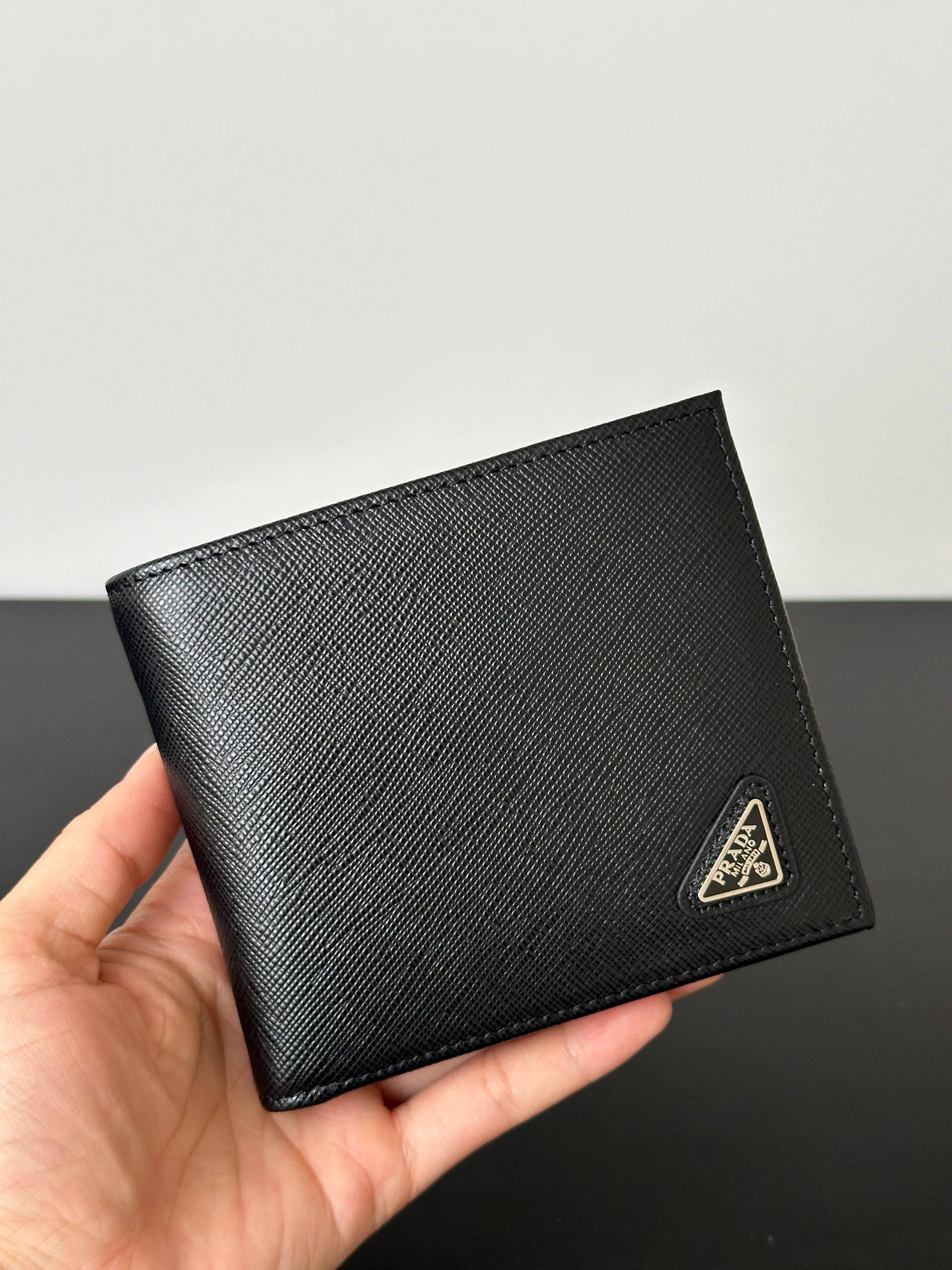 Prada Saffiano Triangle Logo Men's Bifold Wallet