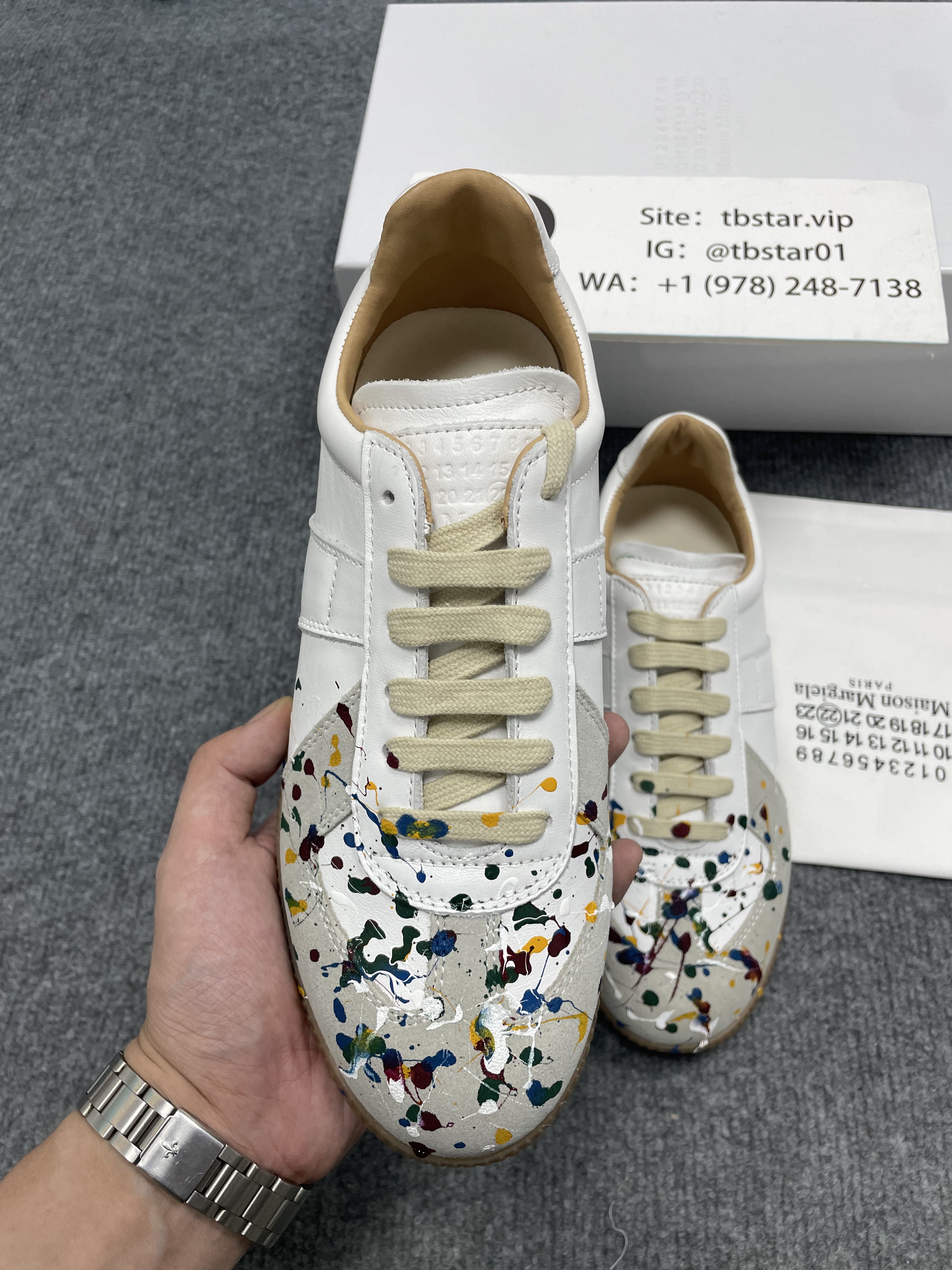 Maison Margiela Paris Paint Sneaker White