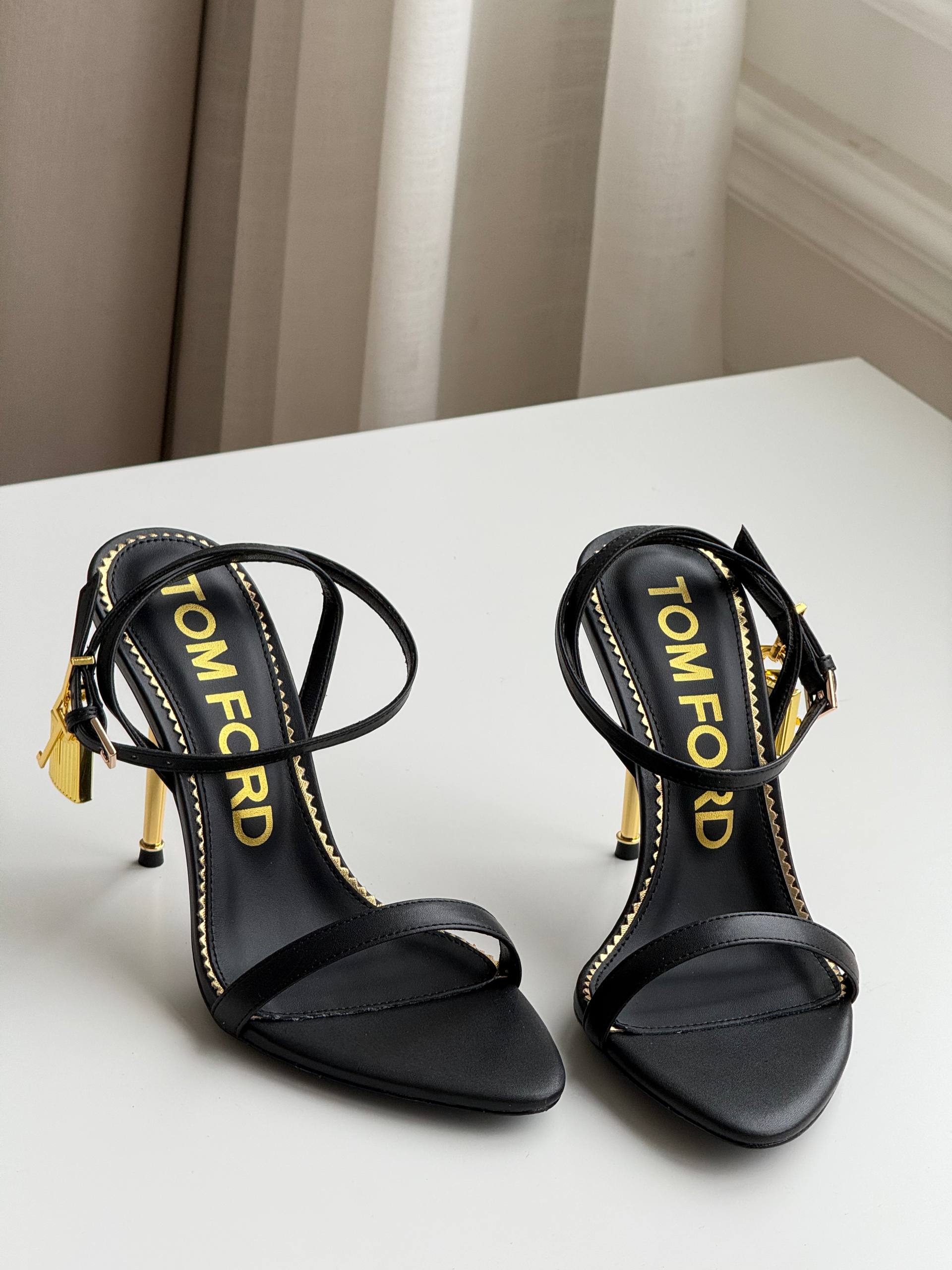 Tom Ford Padlock Ankle Strap Stiletto Heel Sandals