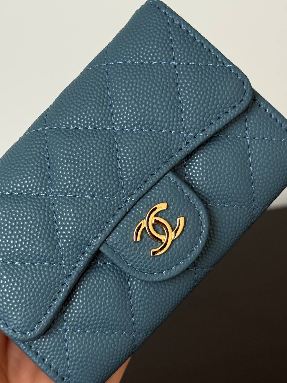 CHANEL Classic Quilted Caviar Leather Flap Card Holder